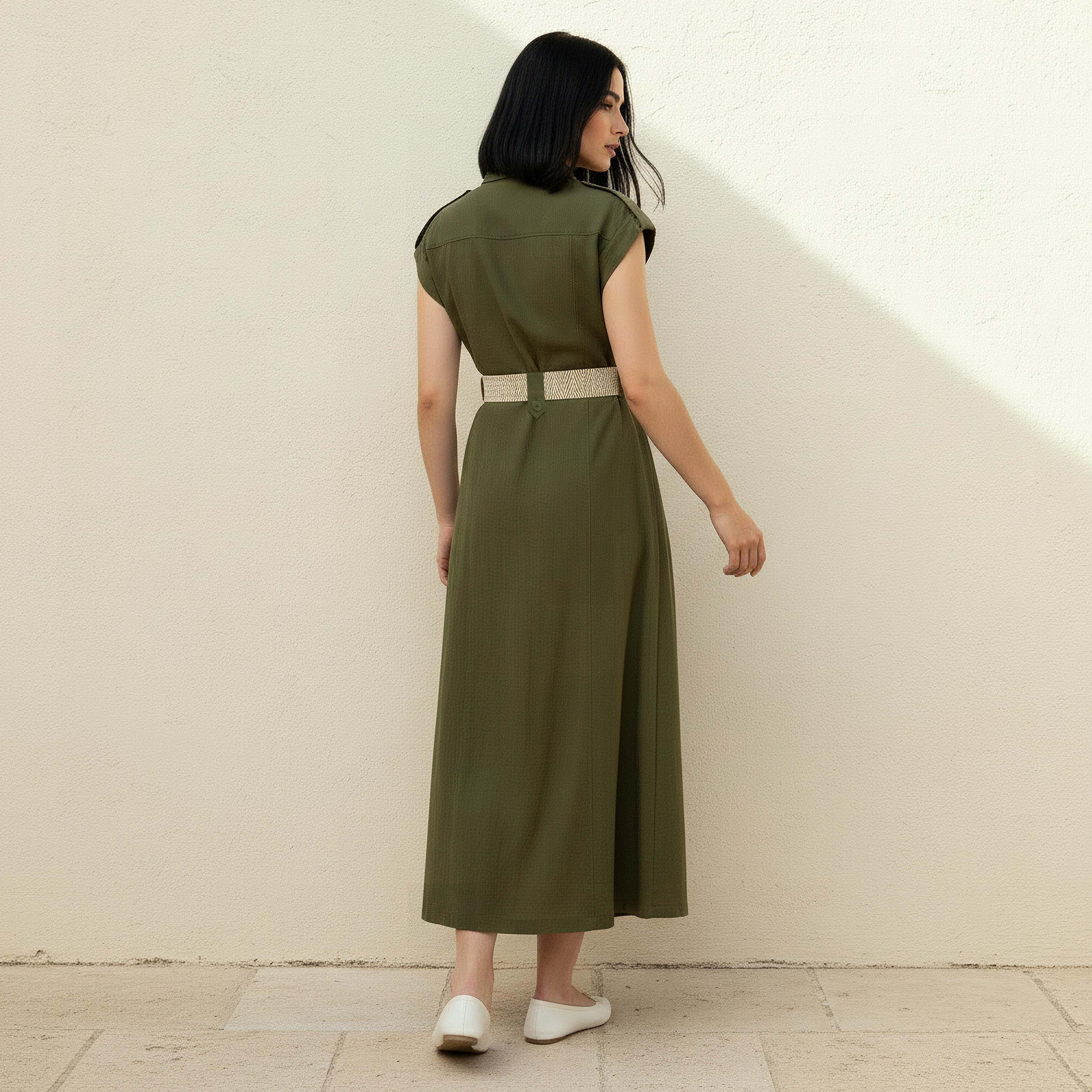 Midi Shirt Dress with Belt-women-clothing-dresses-image-4