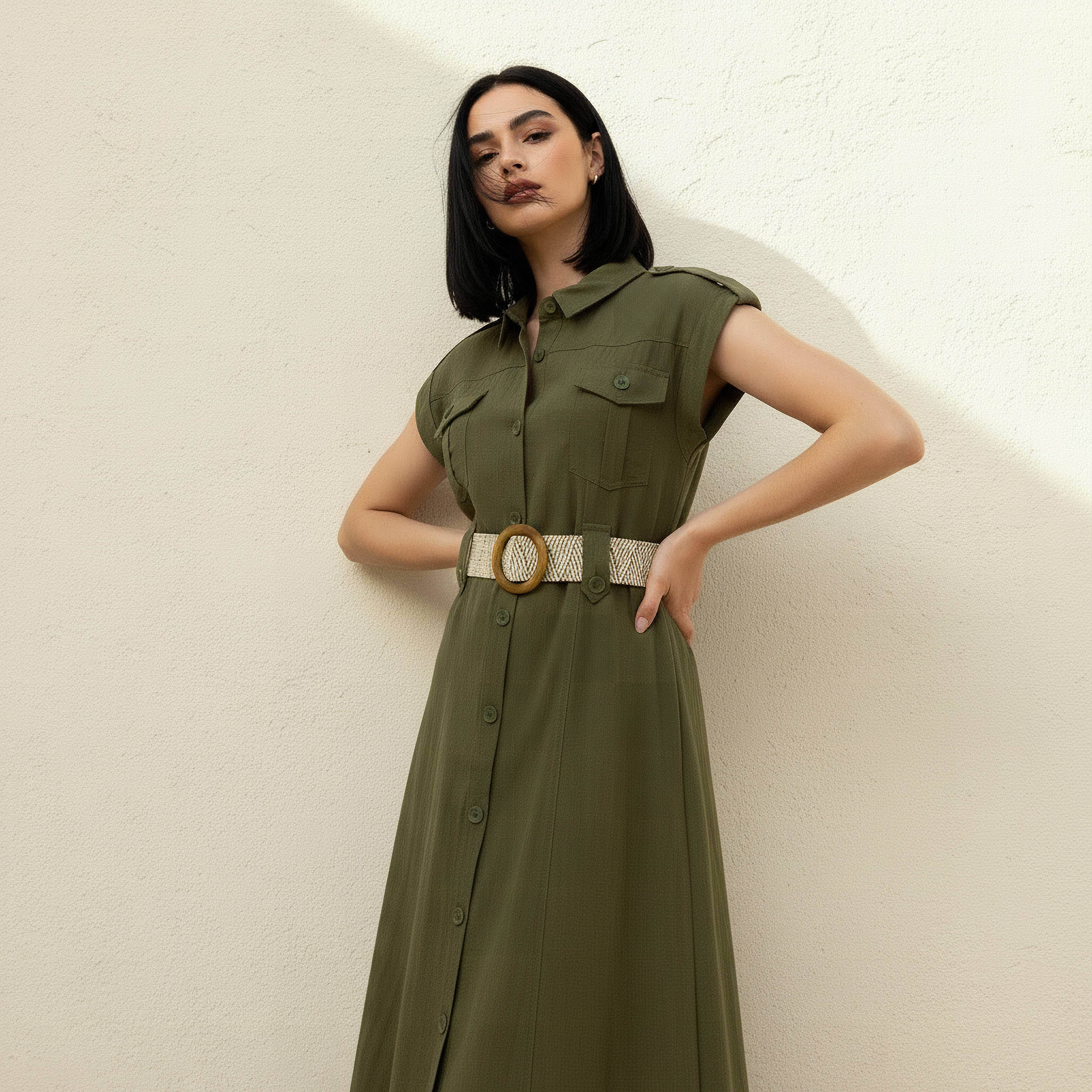 Midi Shirt Dress with Belt-women-clothing-dresses-image-3