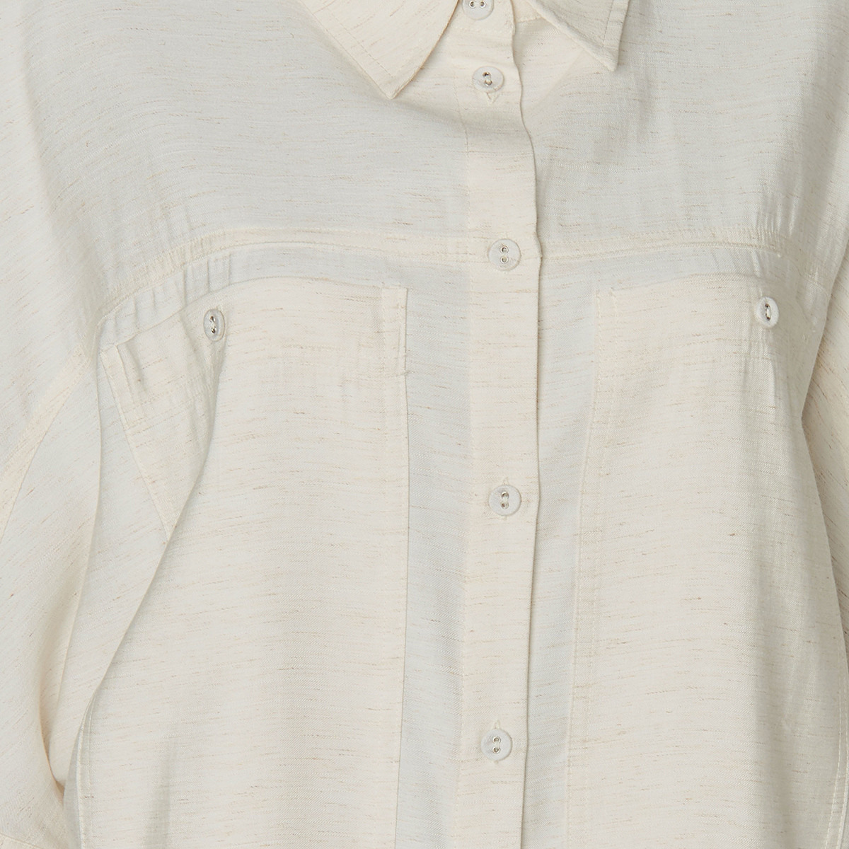 Relaxed Fit Linen Blend Shirt with Dropped Sleeves-women-clothing-shirtsandblouses-shirts-image-2
