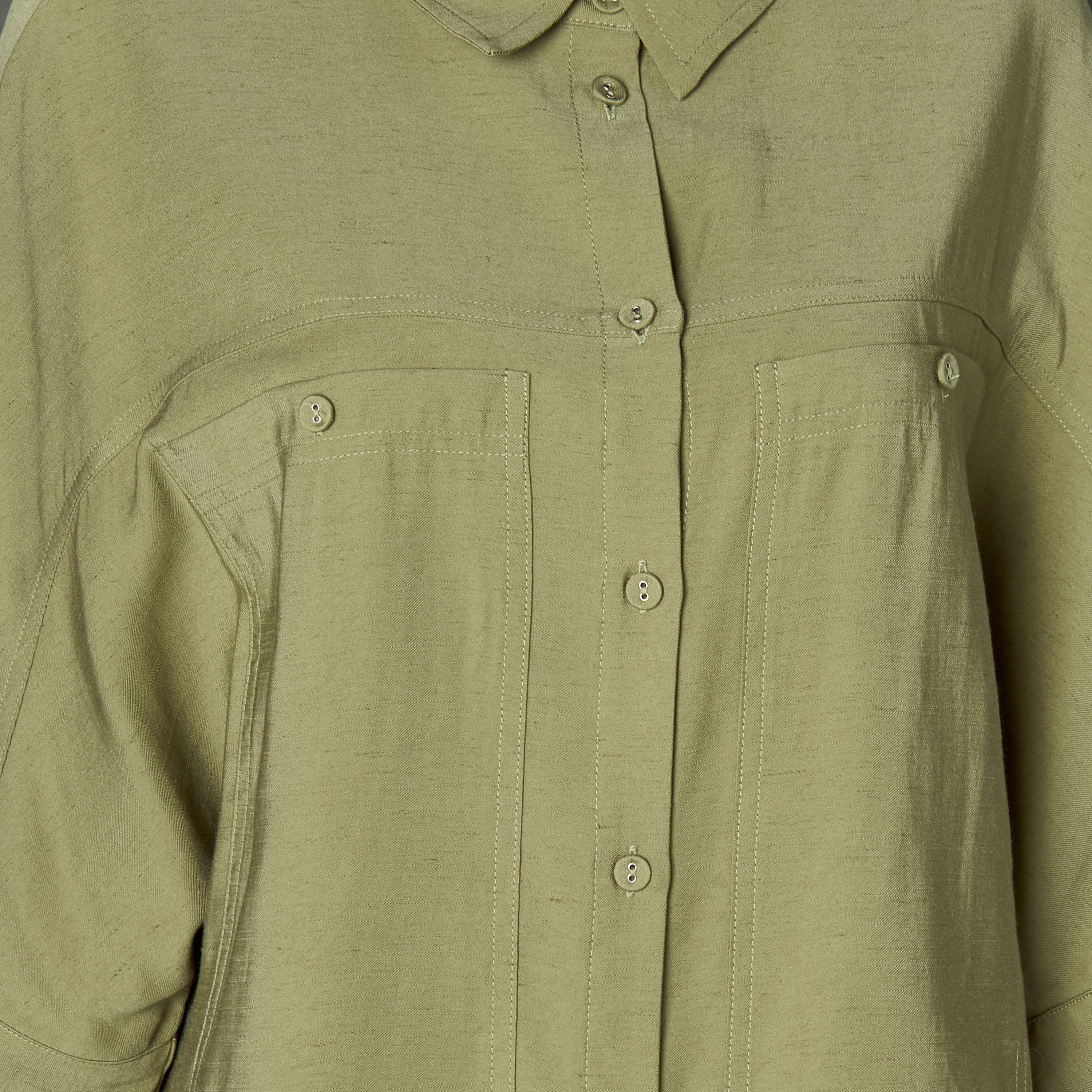 Relaxed Fit Linen Blend Shirt with Dropped Sleeves-women-clothing-shirtsandblouses-shirts-image-2