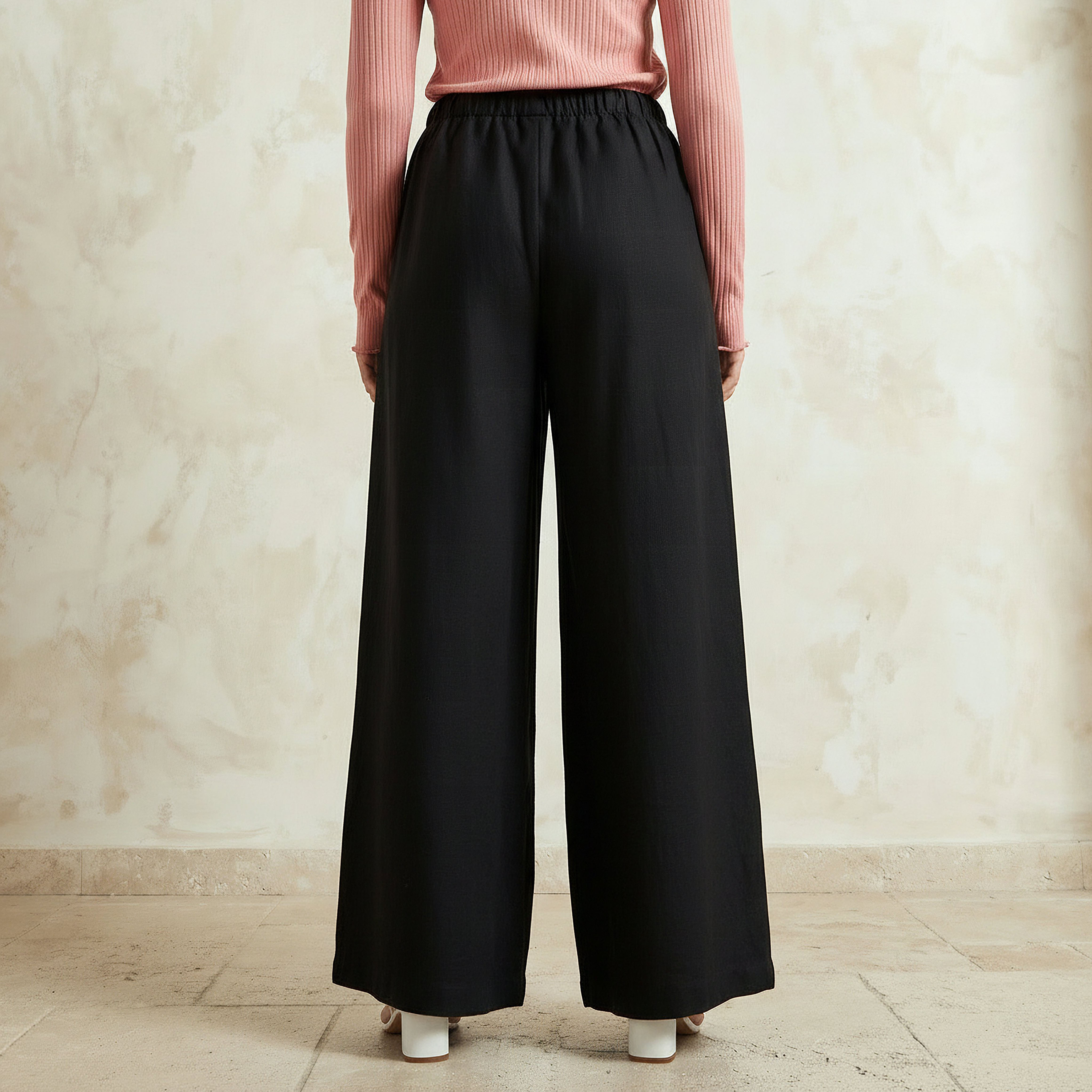 Regular Fit Mid Rise Wide Leg Linen Blend Pants-women-clothing-coordsets-image-4