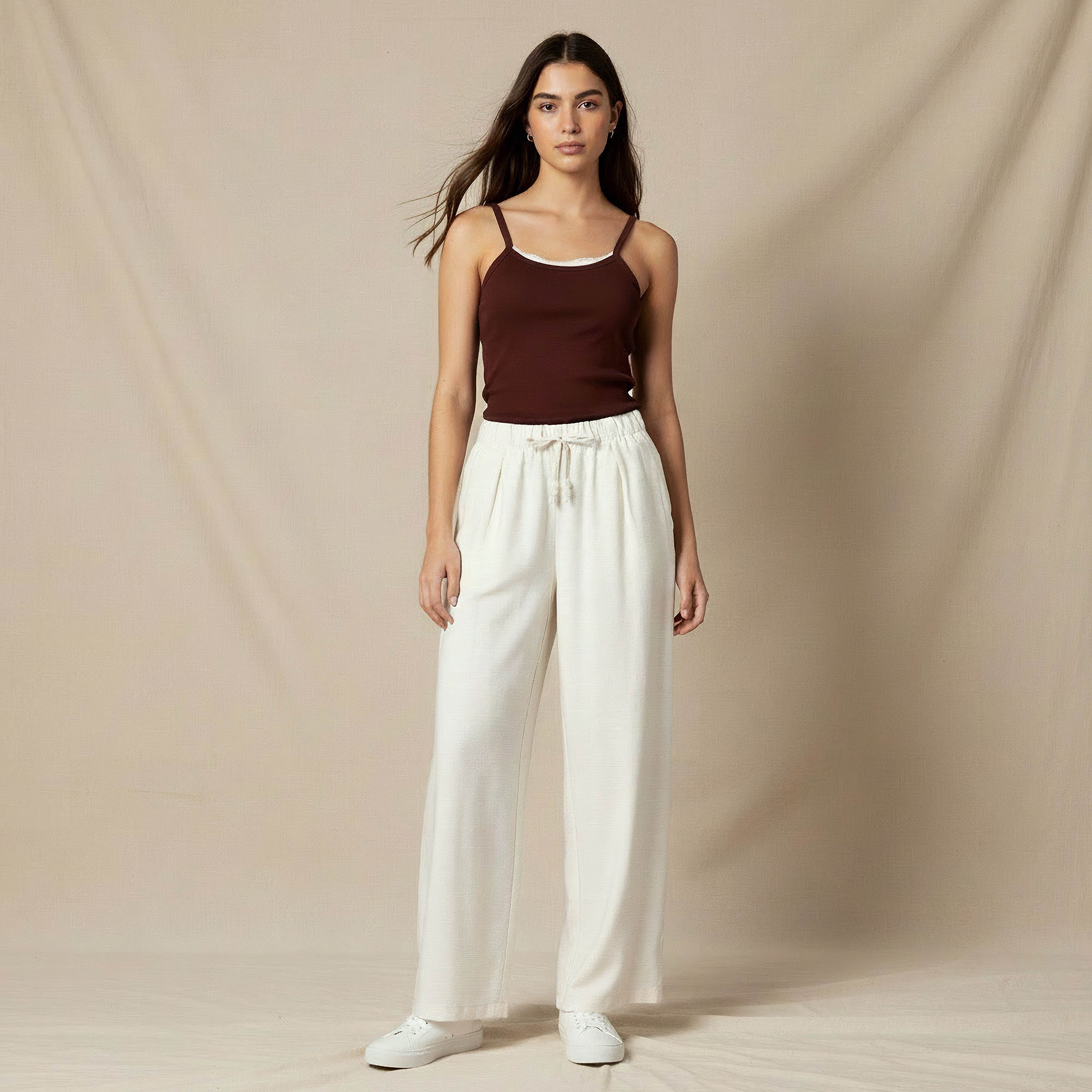 Regular Fit Mid Rise Wide Leg Linen Blend Pants-women-clothing-coordsets-image-6
