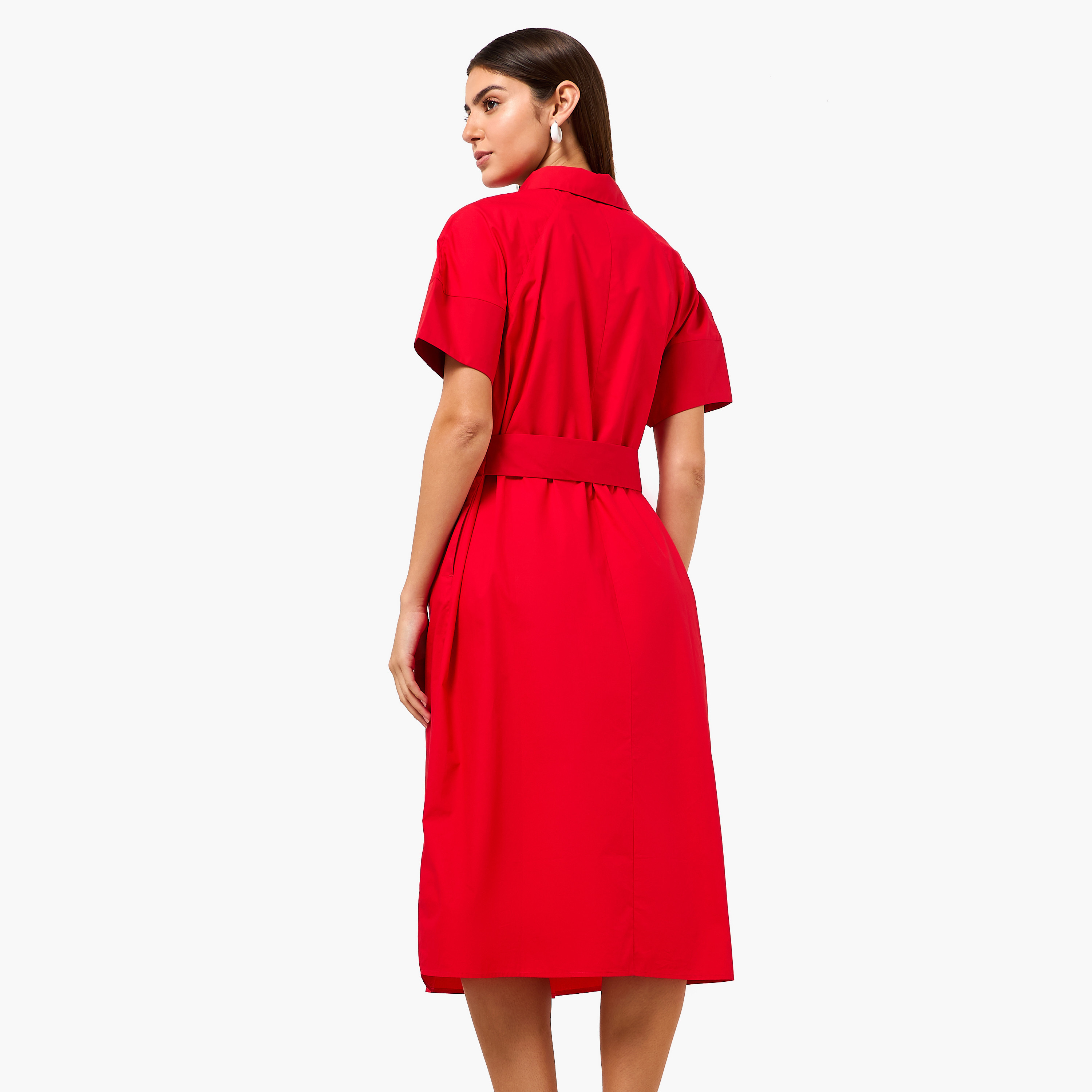فستان قميص قطن بتفاصيل وشاح للنساء-women-clothing-dresses-image-5