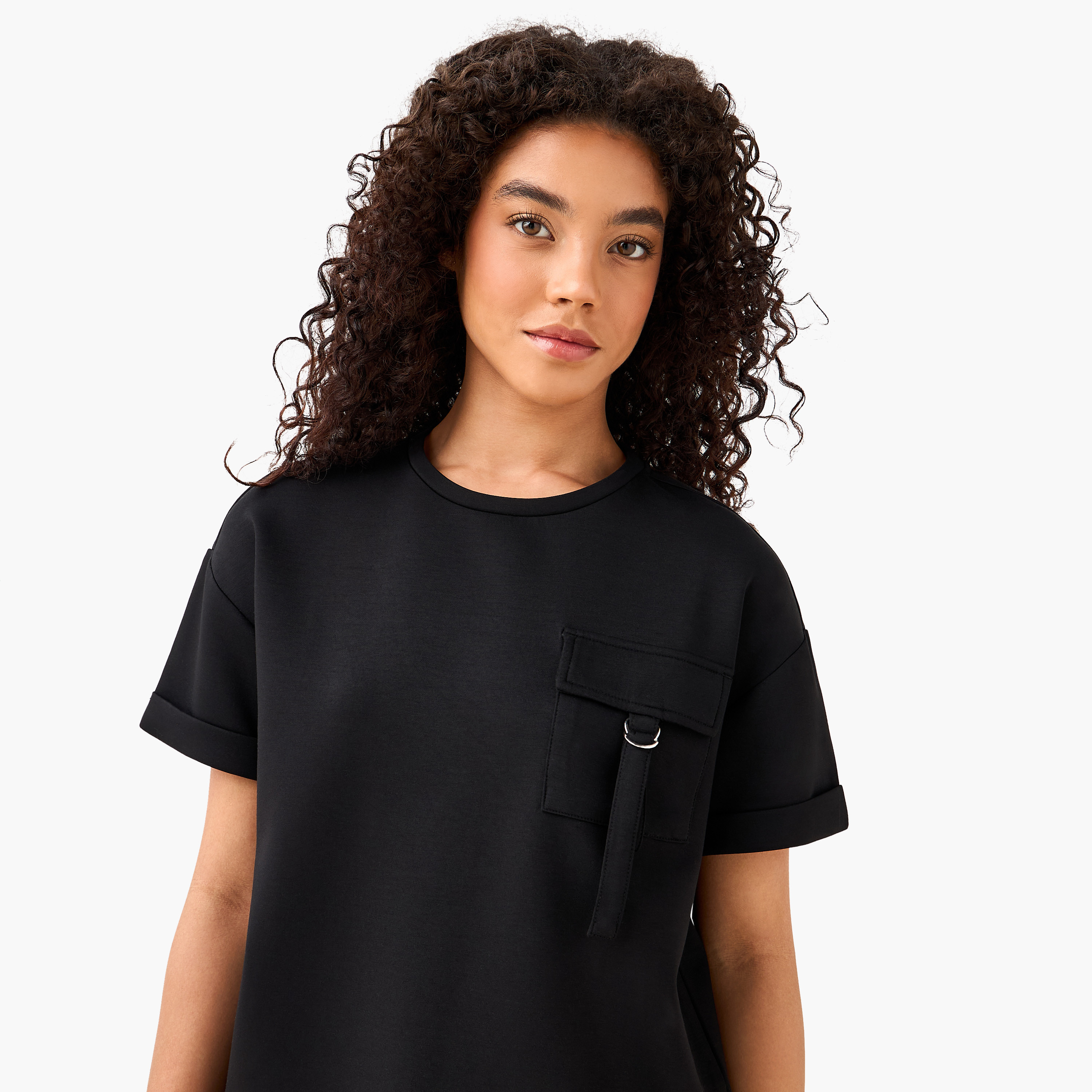 Boxy Modal Blend T-shirt with Utility Pocket-women-clothing-coordsets-image-6
