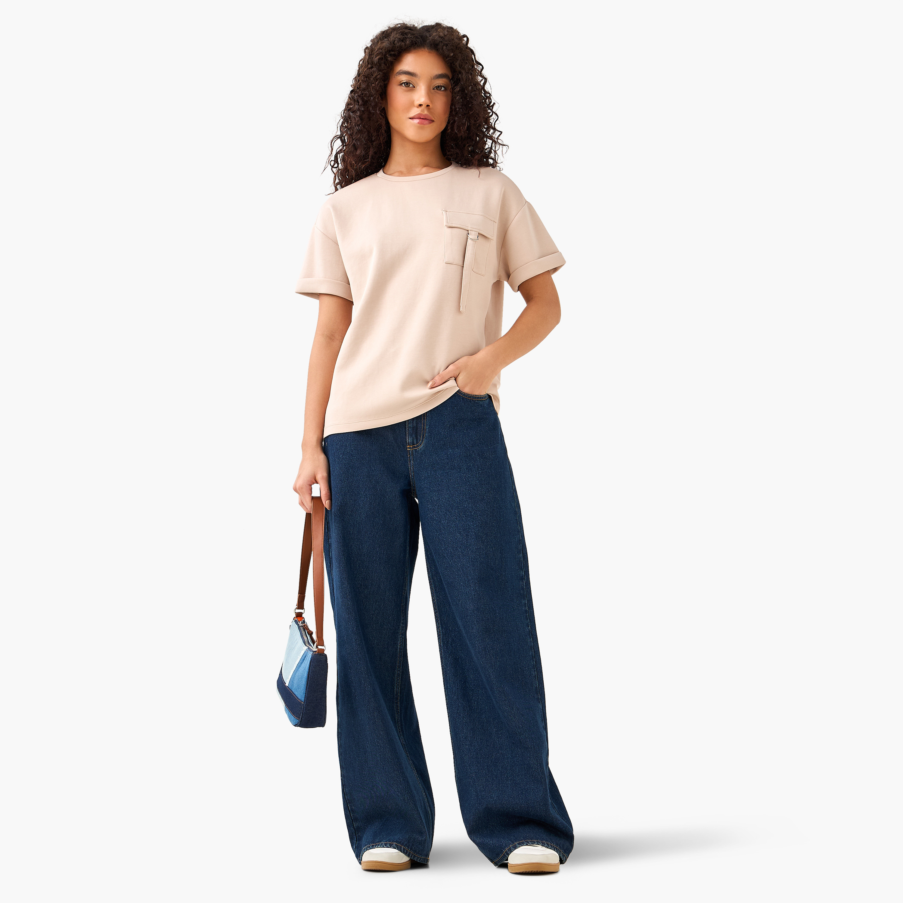 Boxy Modal Blend T-shirt with Utility Pocket-women-clothing-coordsets-image-3