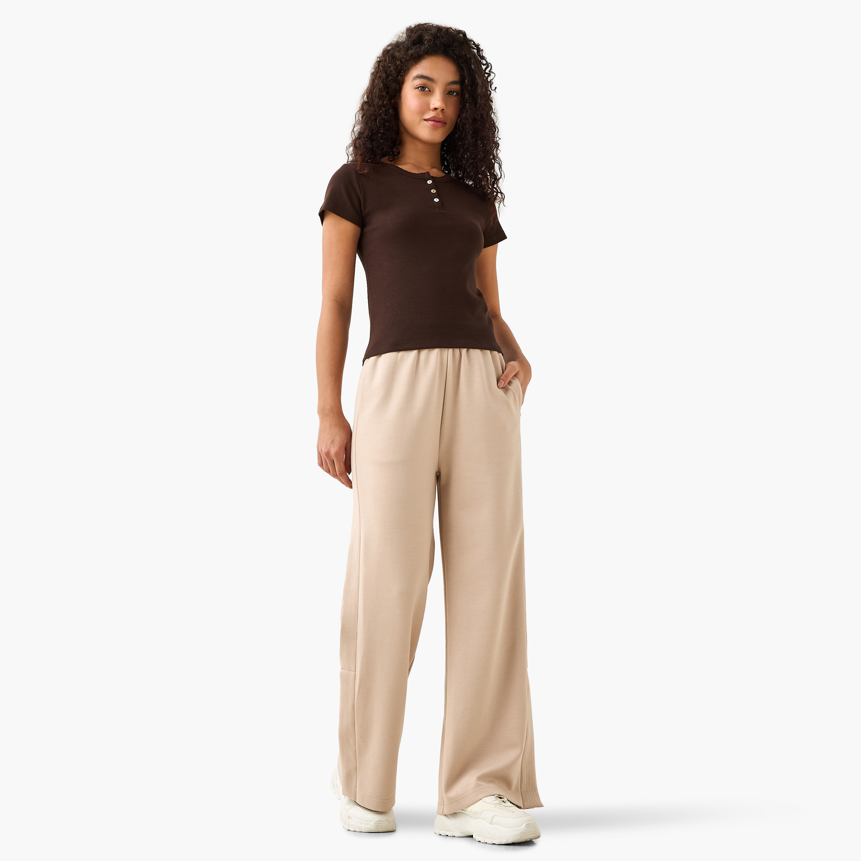 Mid-Rise Wide Leg Pants with Pockets-women-clothing-coordsets-image-3