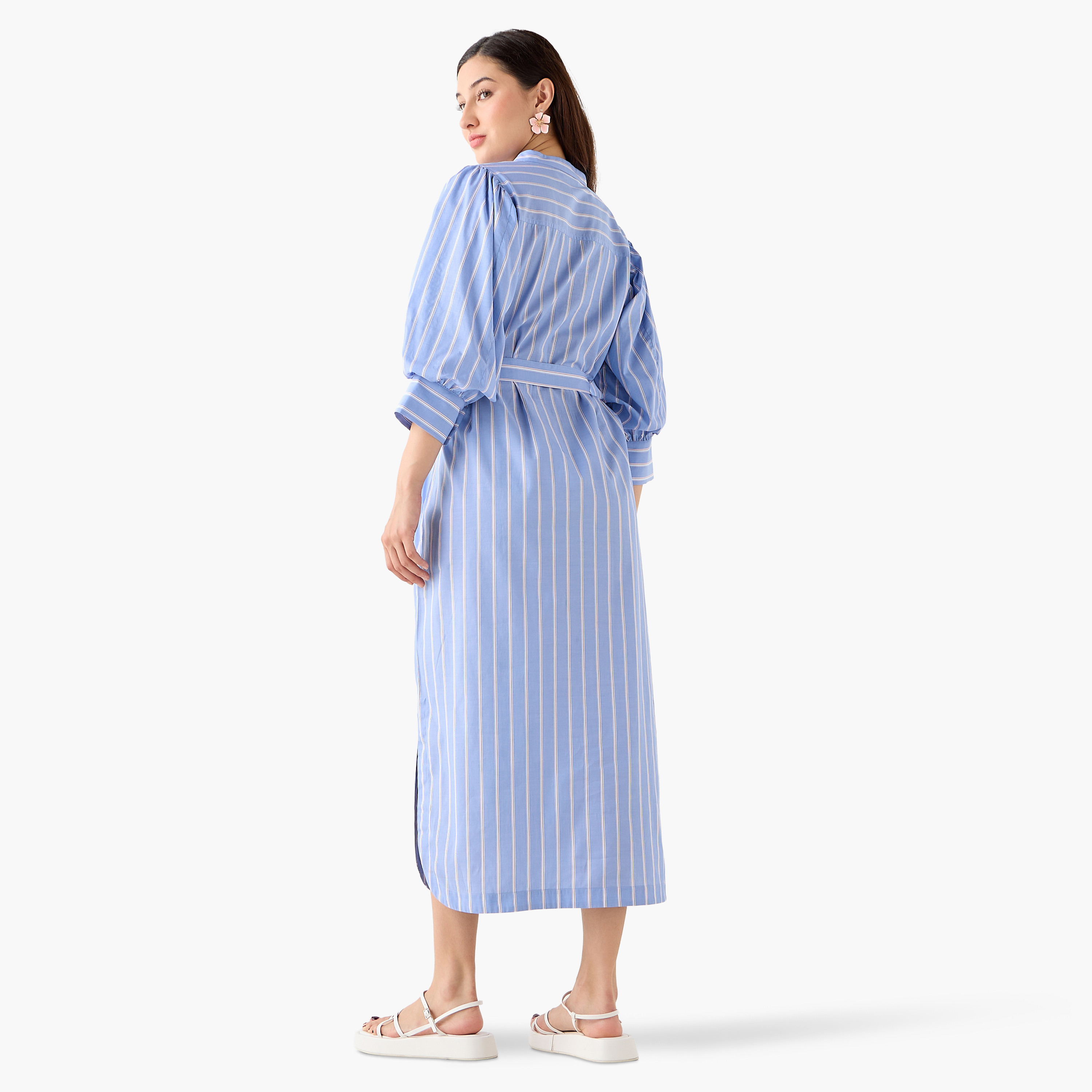 Striped Shirt Dress with Belt Cotton-women-clothing-dresses-image-5