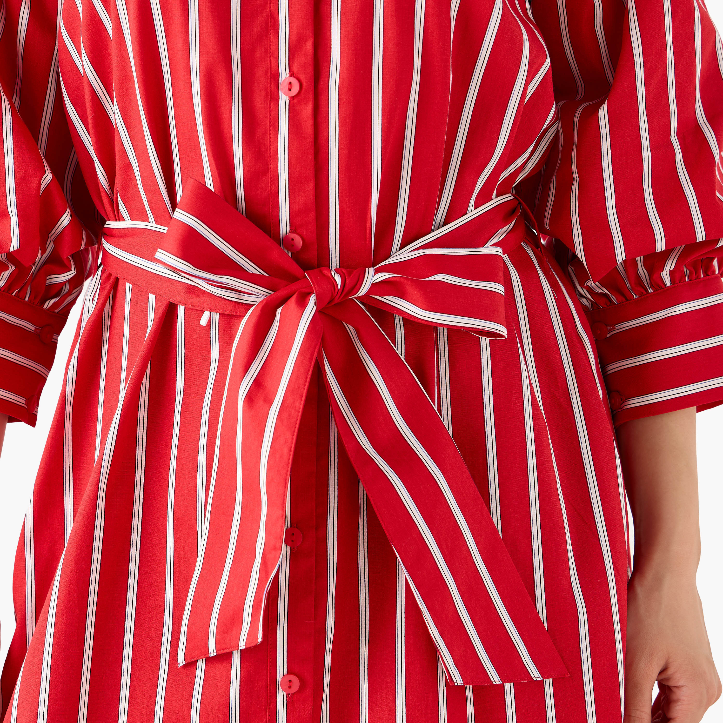 Striped Shirt Dress with Belt Cotton-women-clothing-dresses-image-6