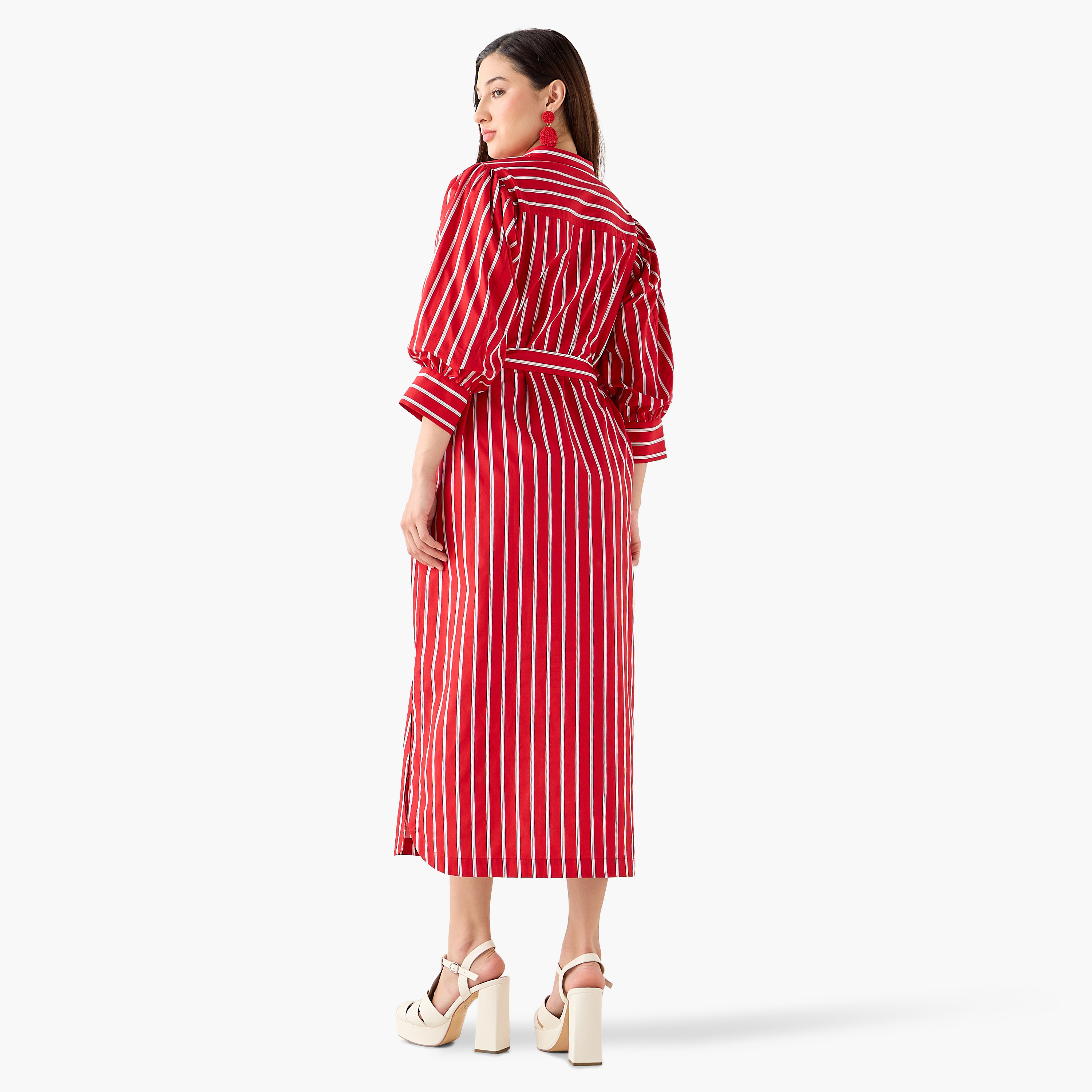 Striped Shirt Dress with Belt Cotton-women-clothing-dresses-image-5