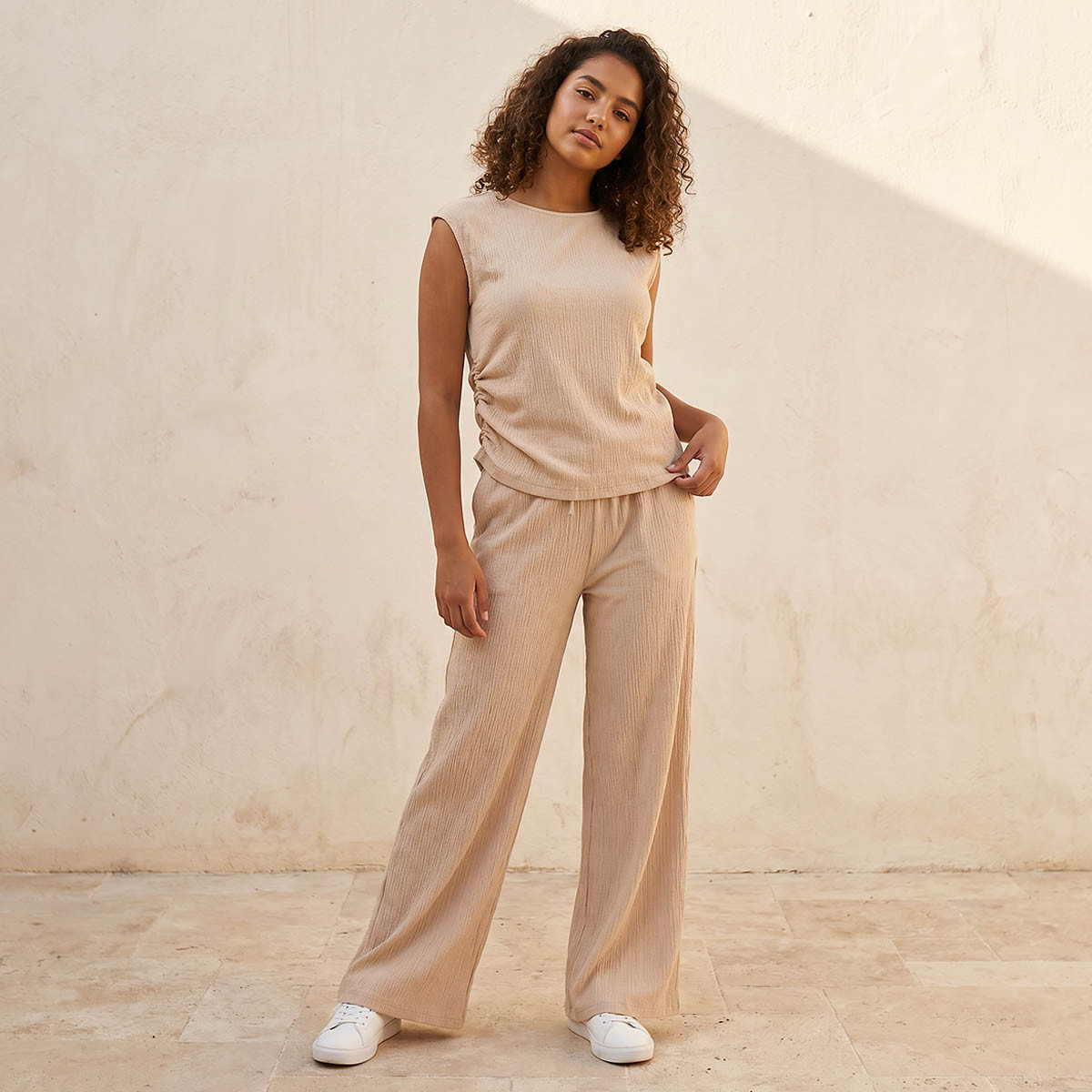Regular Fit Ruched Top with Texture-women-clothing-shirtsandblouses-blouses-image-3