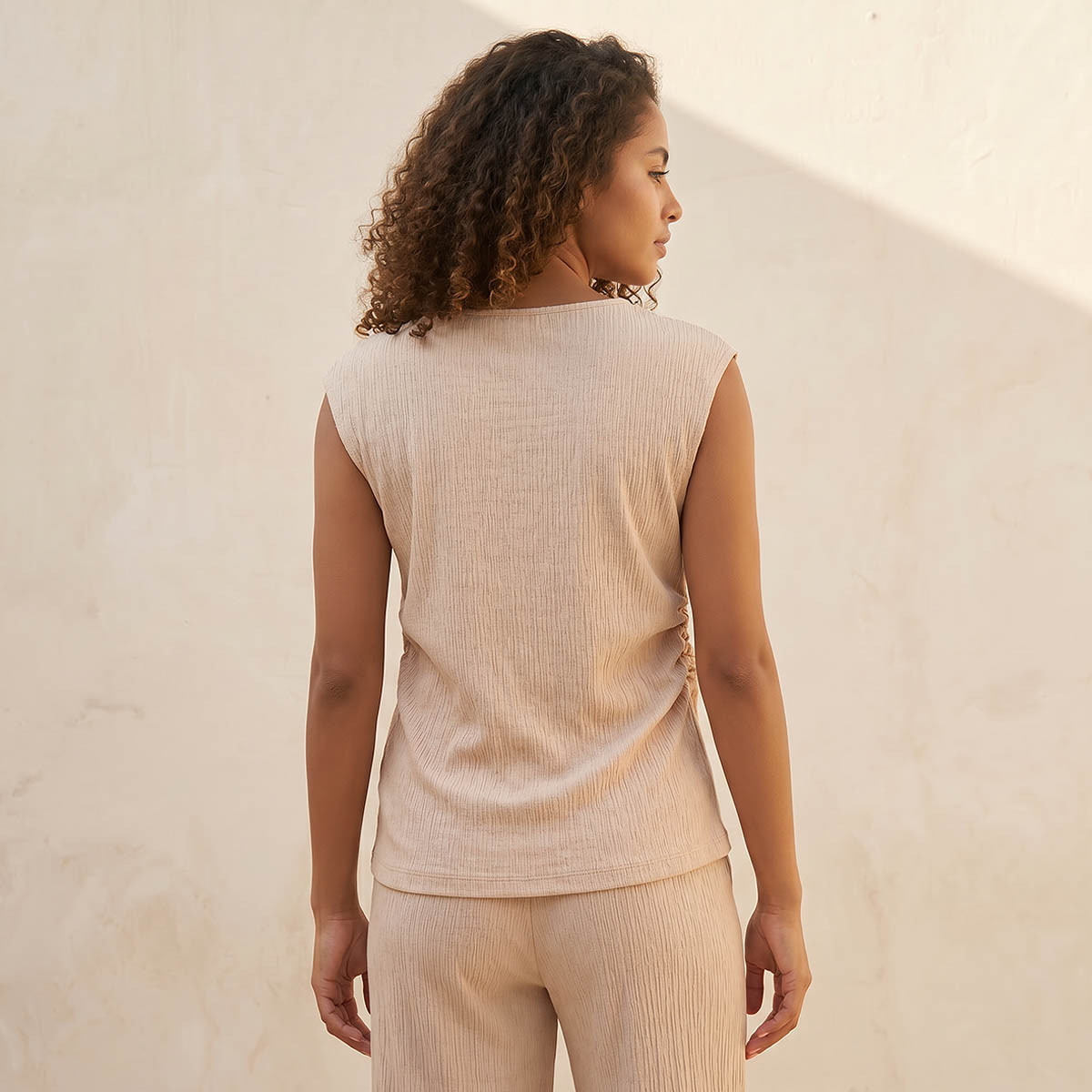Regular Fit Ruched Top with Texture-women-clothing-shirtsandblouses-blouses-image-4