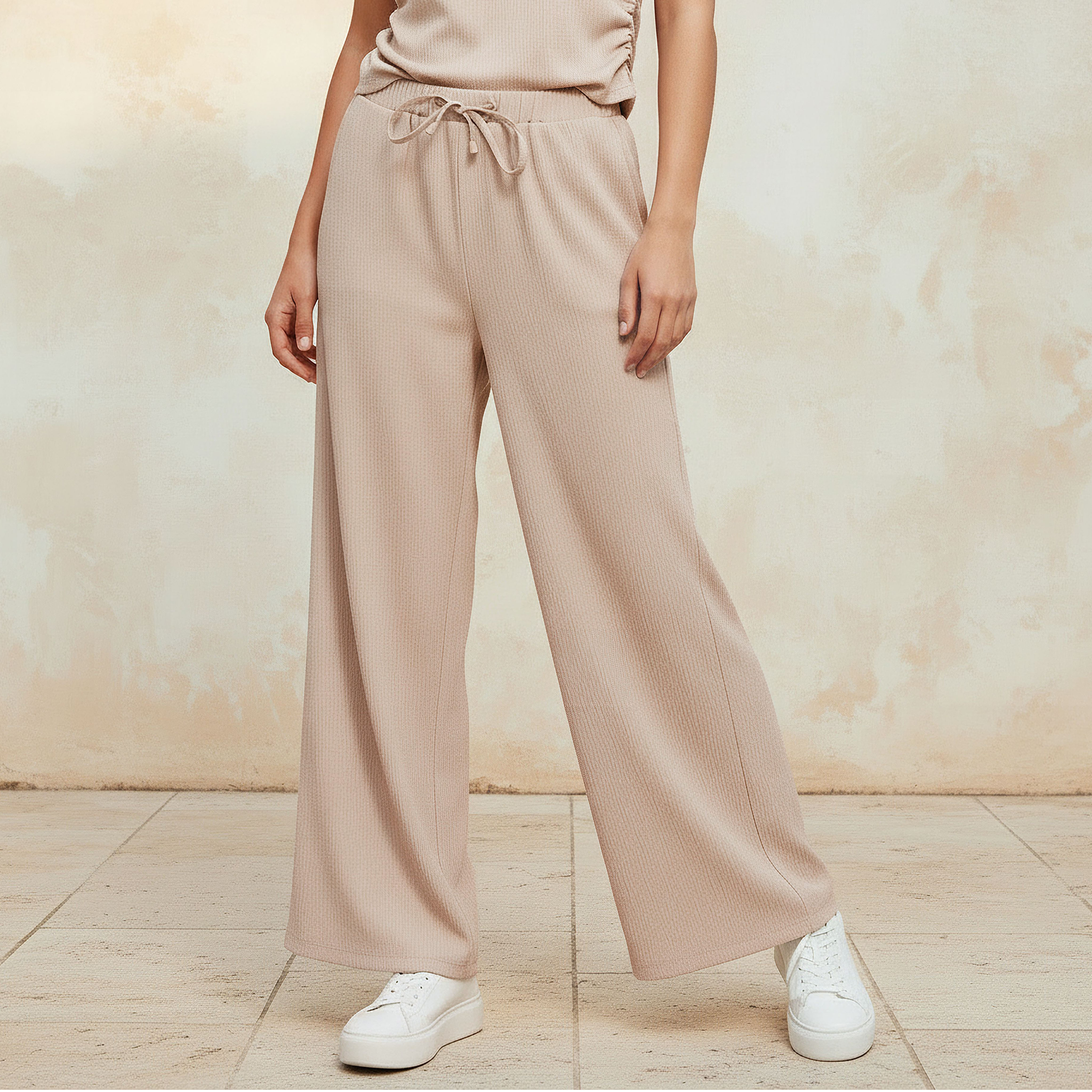 Full Length Pants with Textured Design-women-clothing-bottoms-trousers-image-1