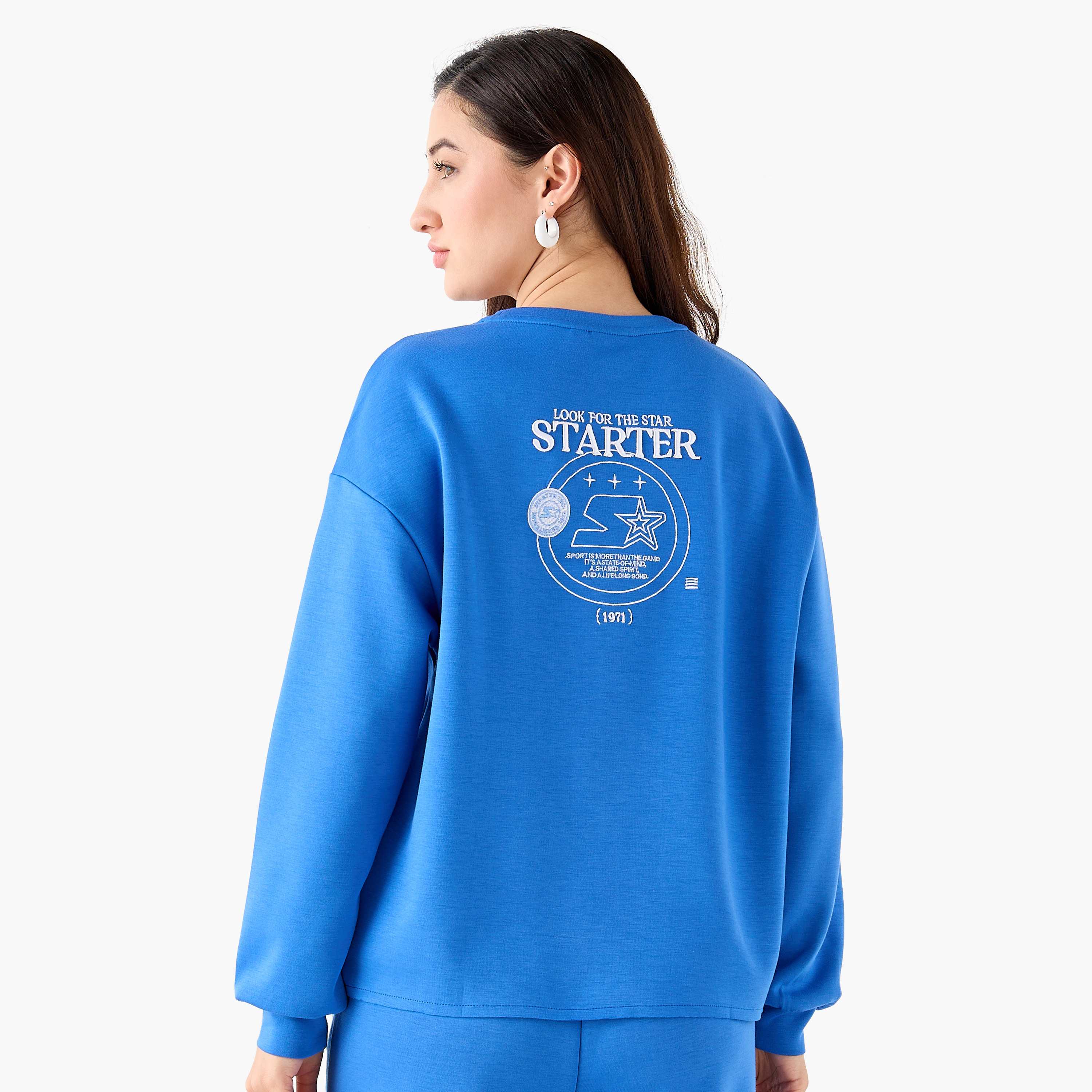 سويت شيرت بتطريز شعار من ستارتر-women-clothing-coordsets-image-4