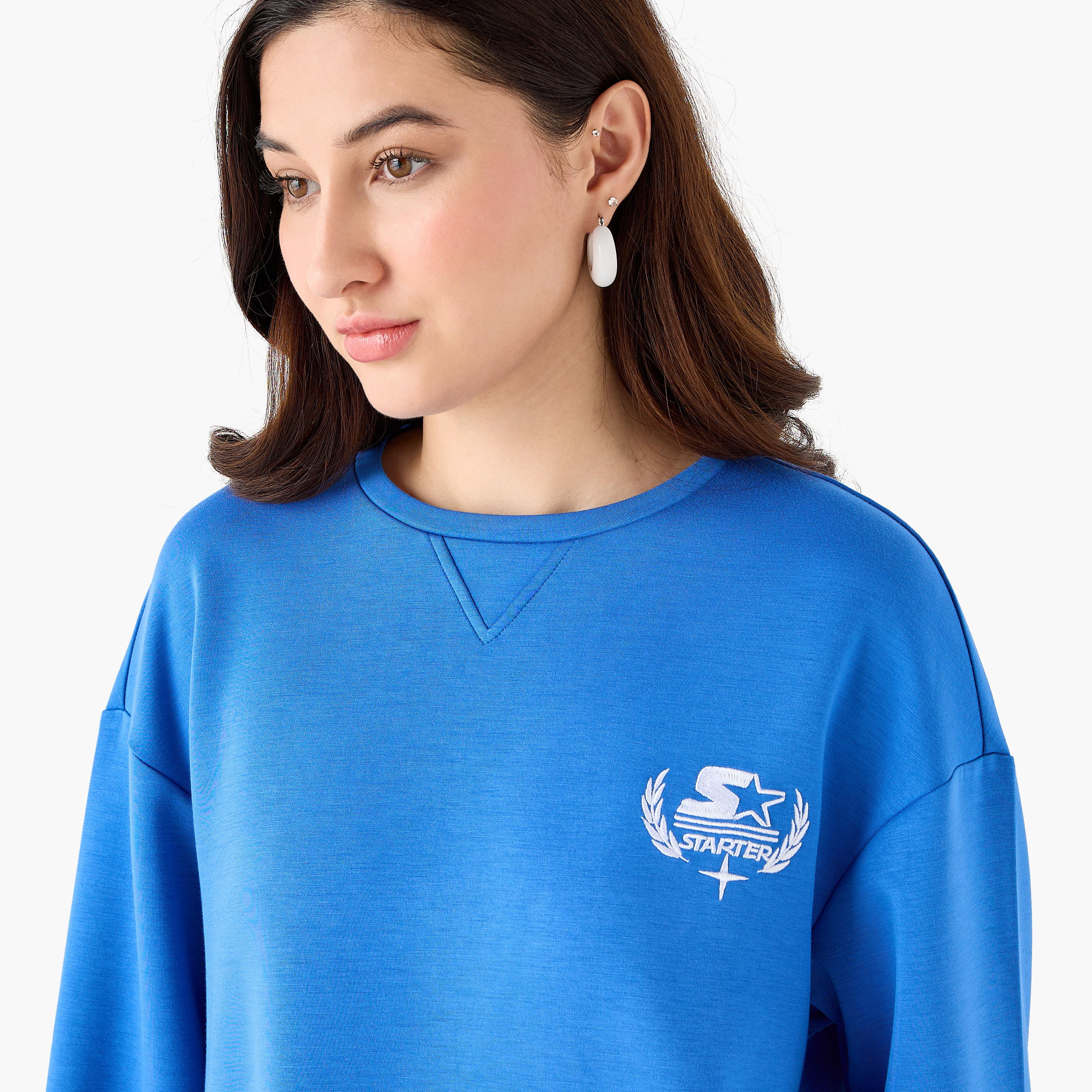 سويت شيرت بتطريز شعار من ستارتر-women-clothing-coordsets-image-6