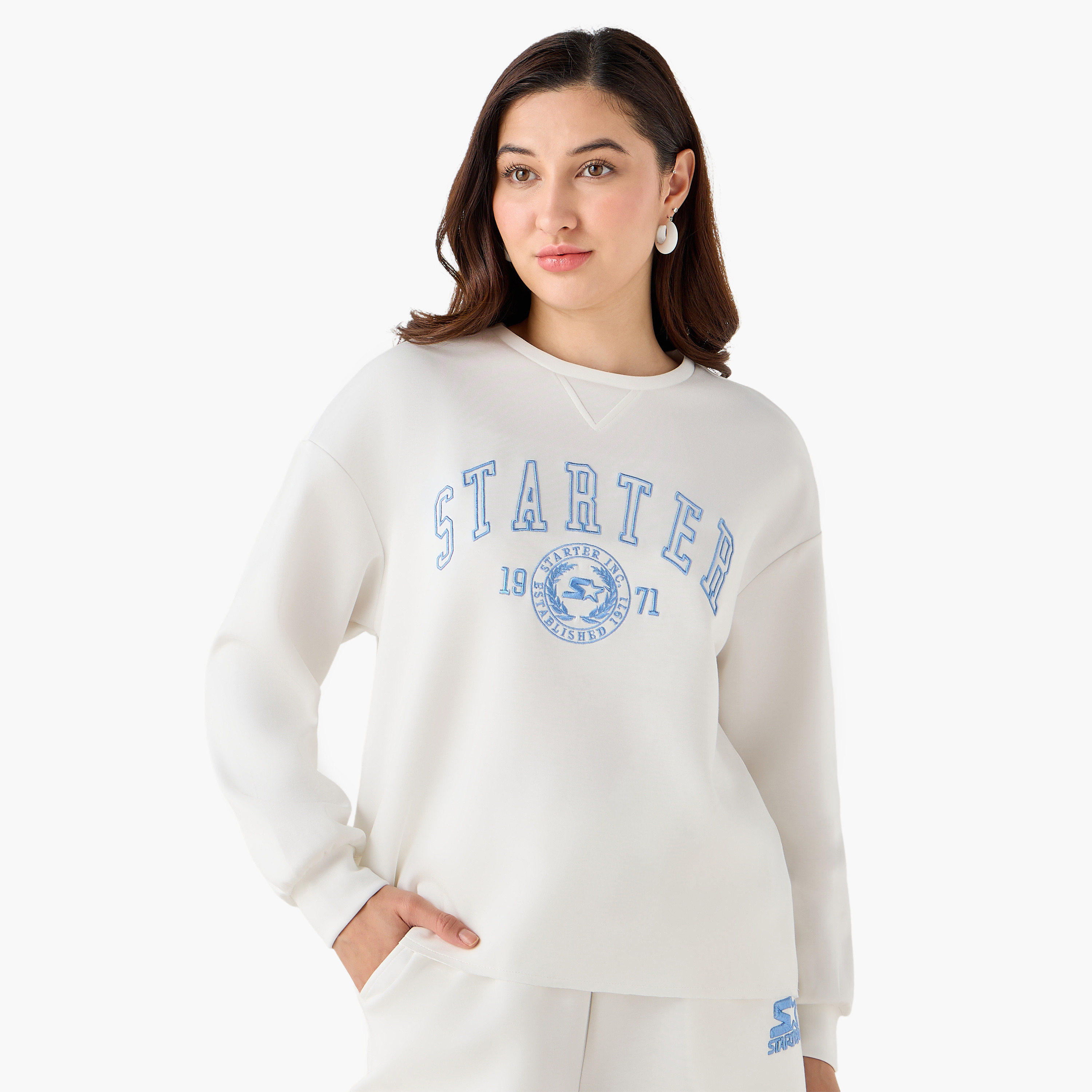 Starter Sweatshirt with Logo Embroidery-women-clothing-coordsets-image-2