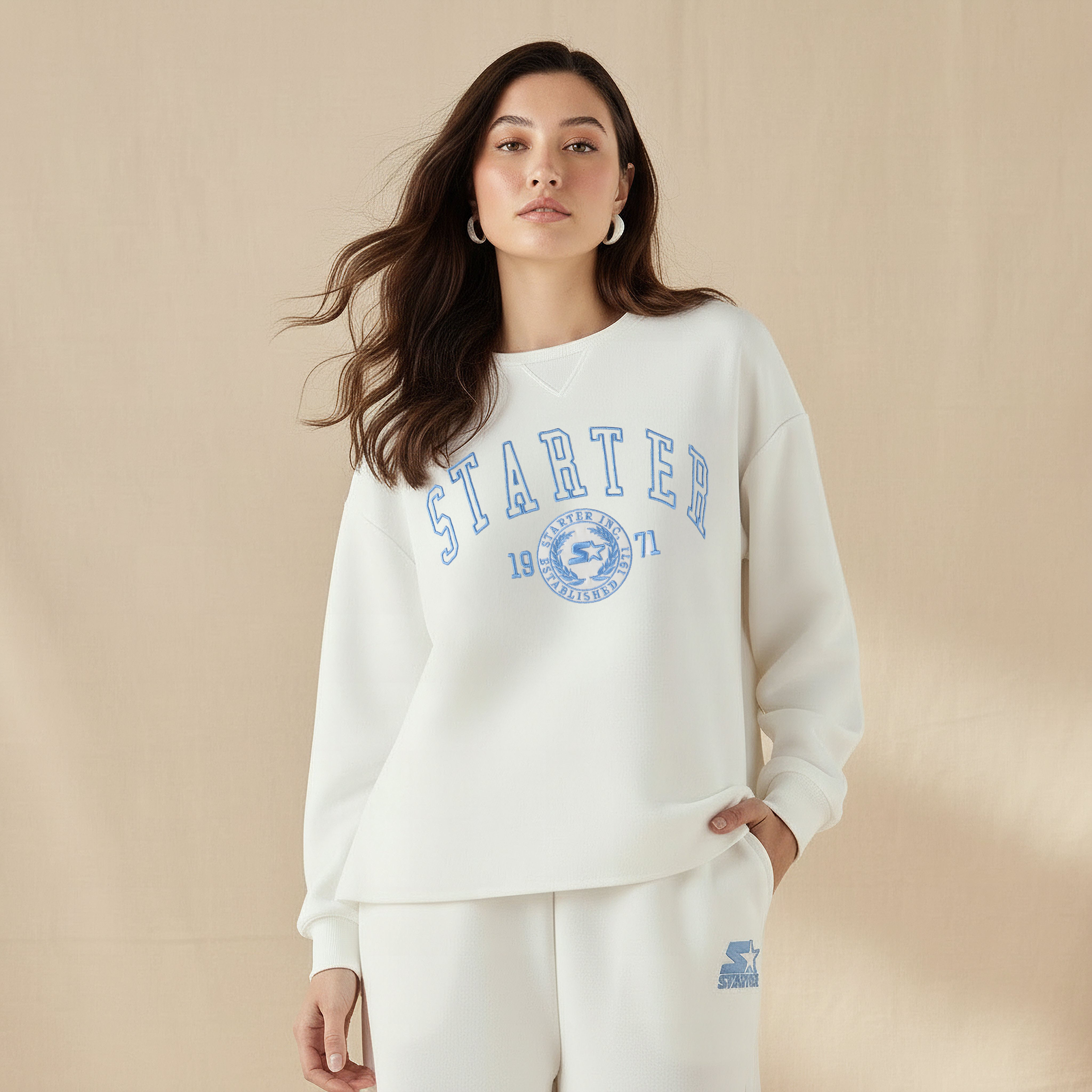 Starter Sweatshirt with Logo Embroidery-women-clothing-coordsets-image-1