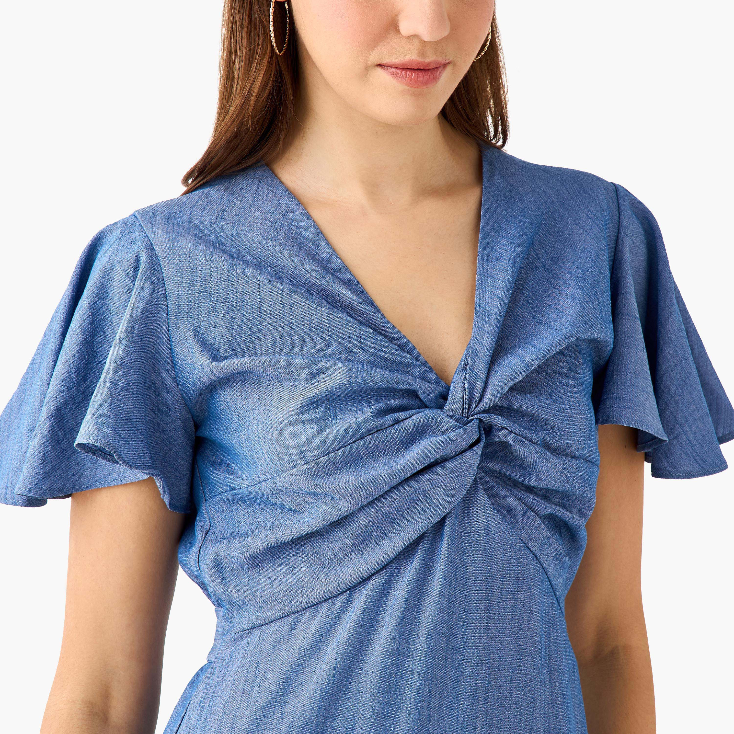 Twisted Midi A-Line Dress with Angel Sleeves-women-clothing-dresses-image-6