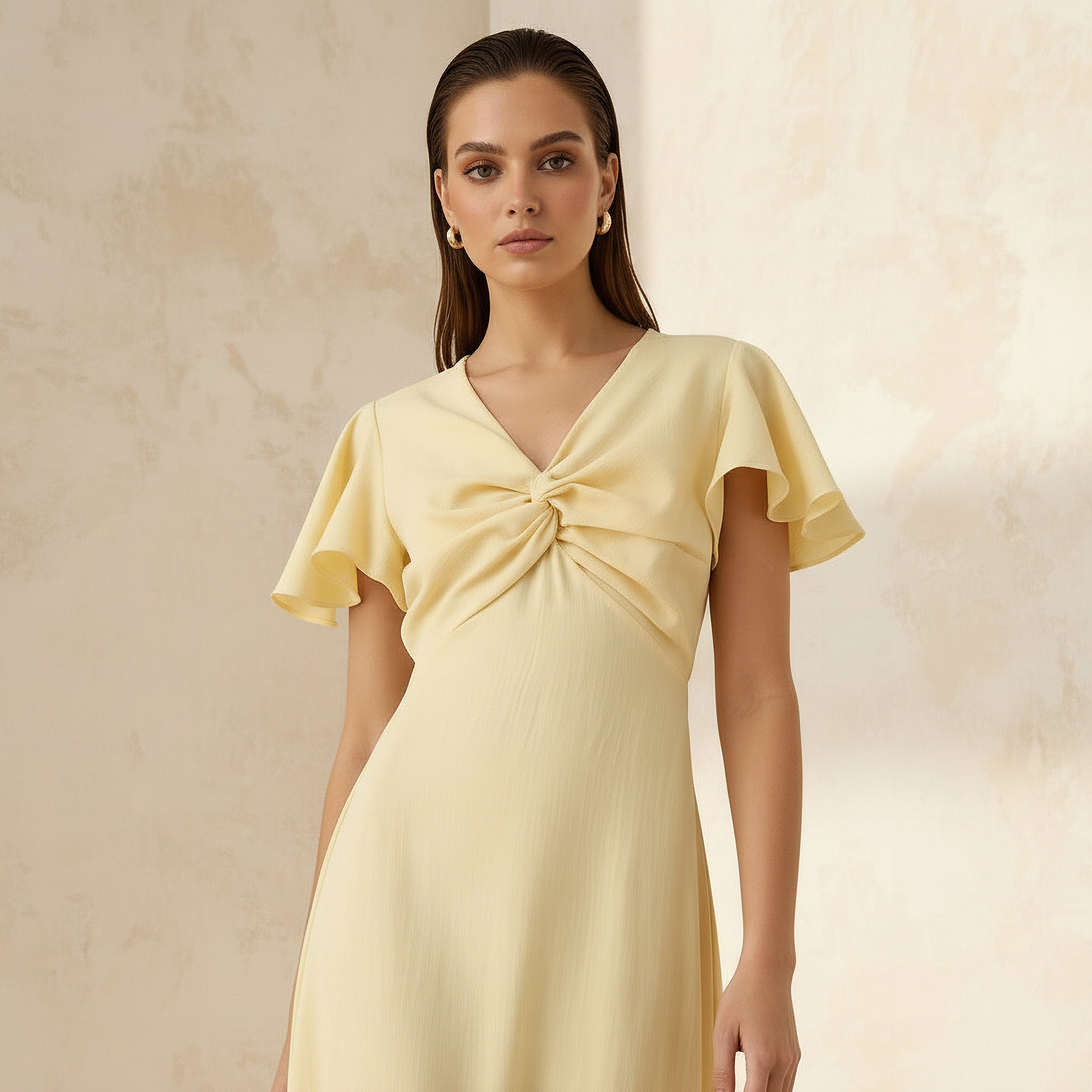 Twisted Midi A-Line Dress with Angel Sleeves-women-clothing-dresses-image-3
