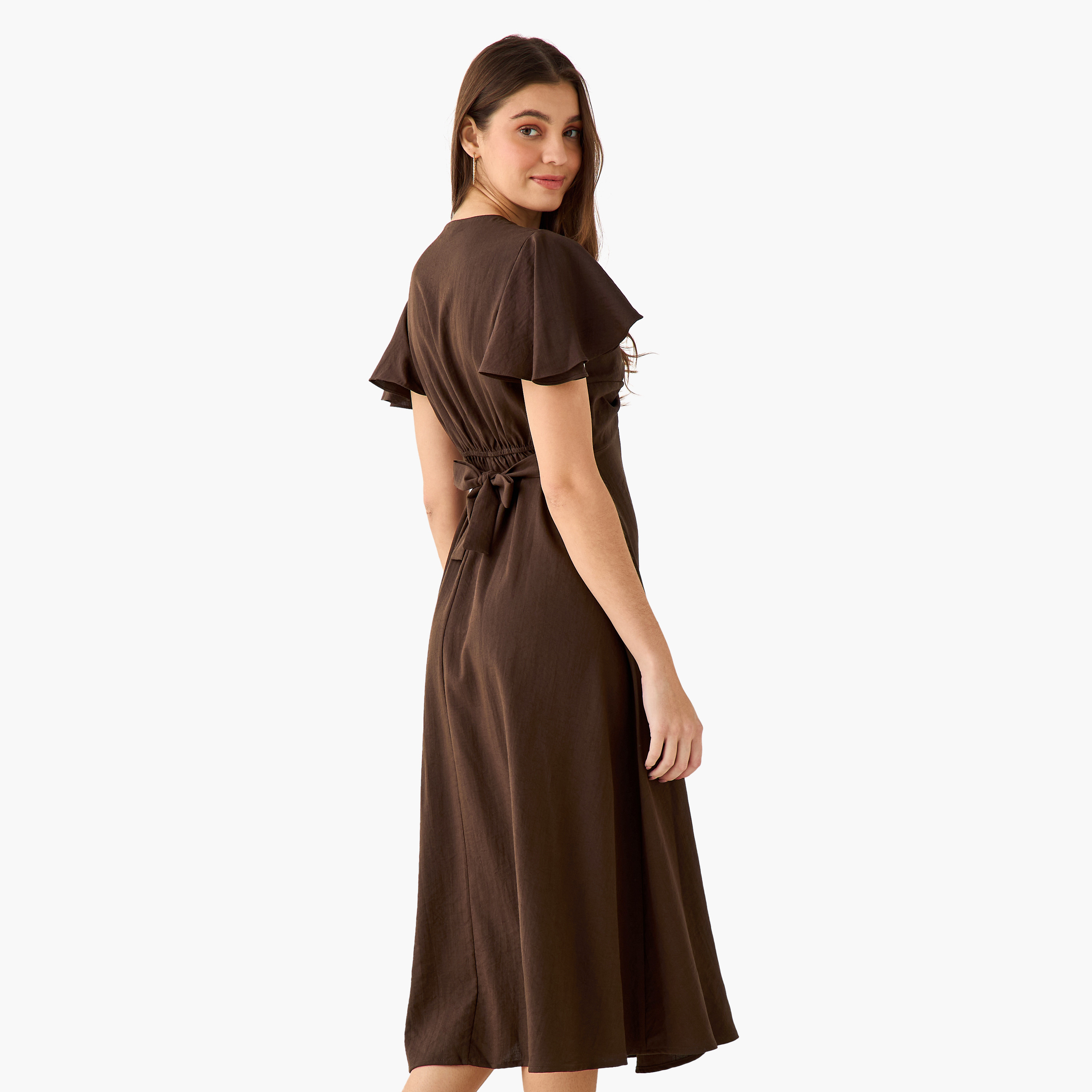Twisted Midi A-Line Dress with Angel Sleeves-women-clothing-dresses-image-5