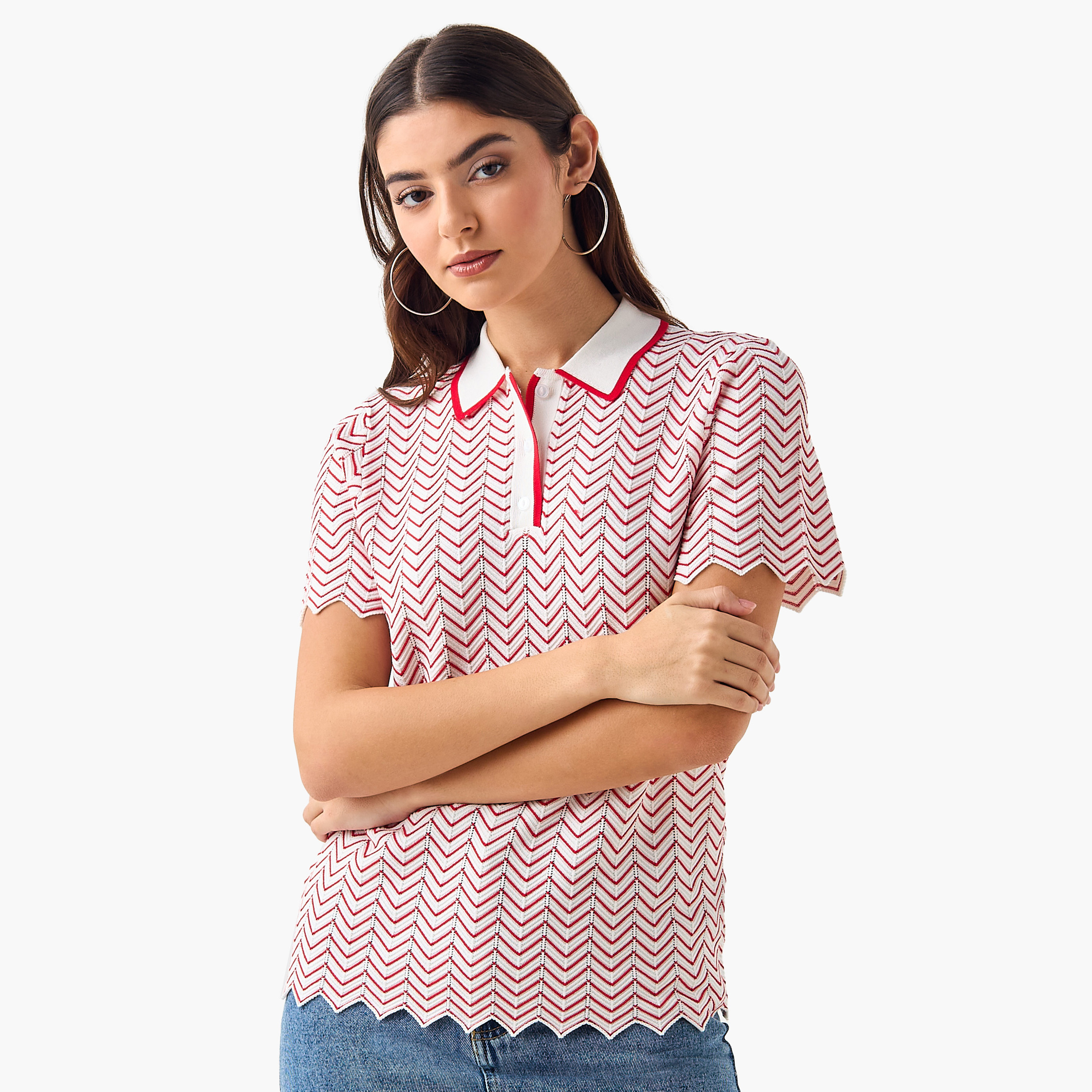 تيشيرت بولو بارز الملمس-women-clothing-tshirts-image-3