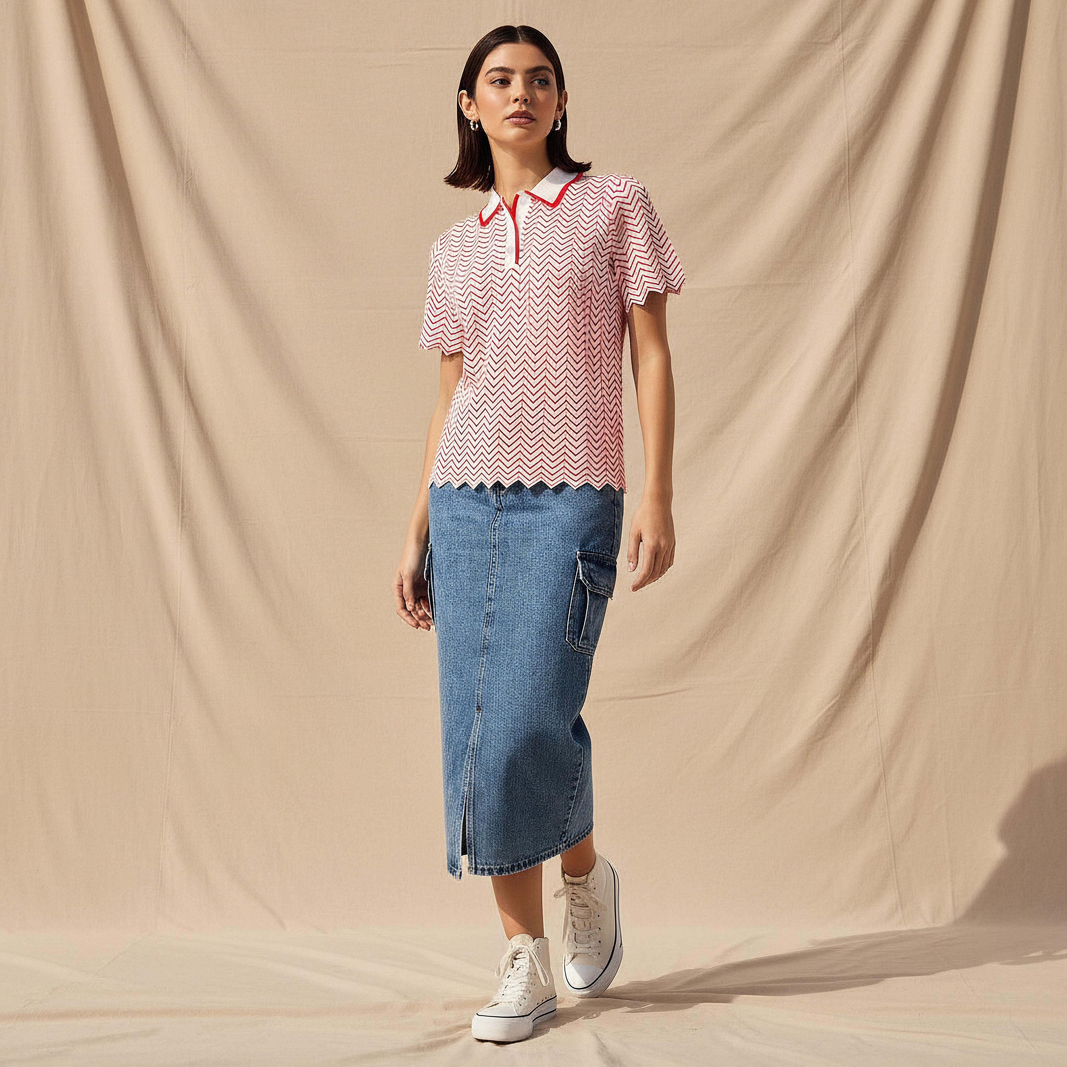 تيشيرت بولو بارز الملمس-women-clothing-tshirts-image-2
