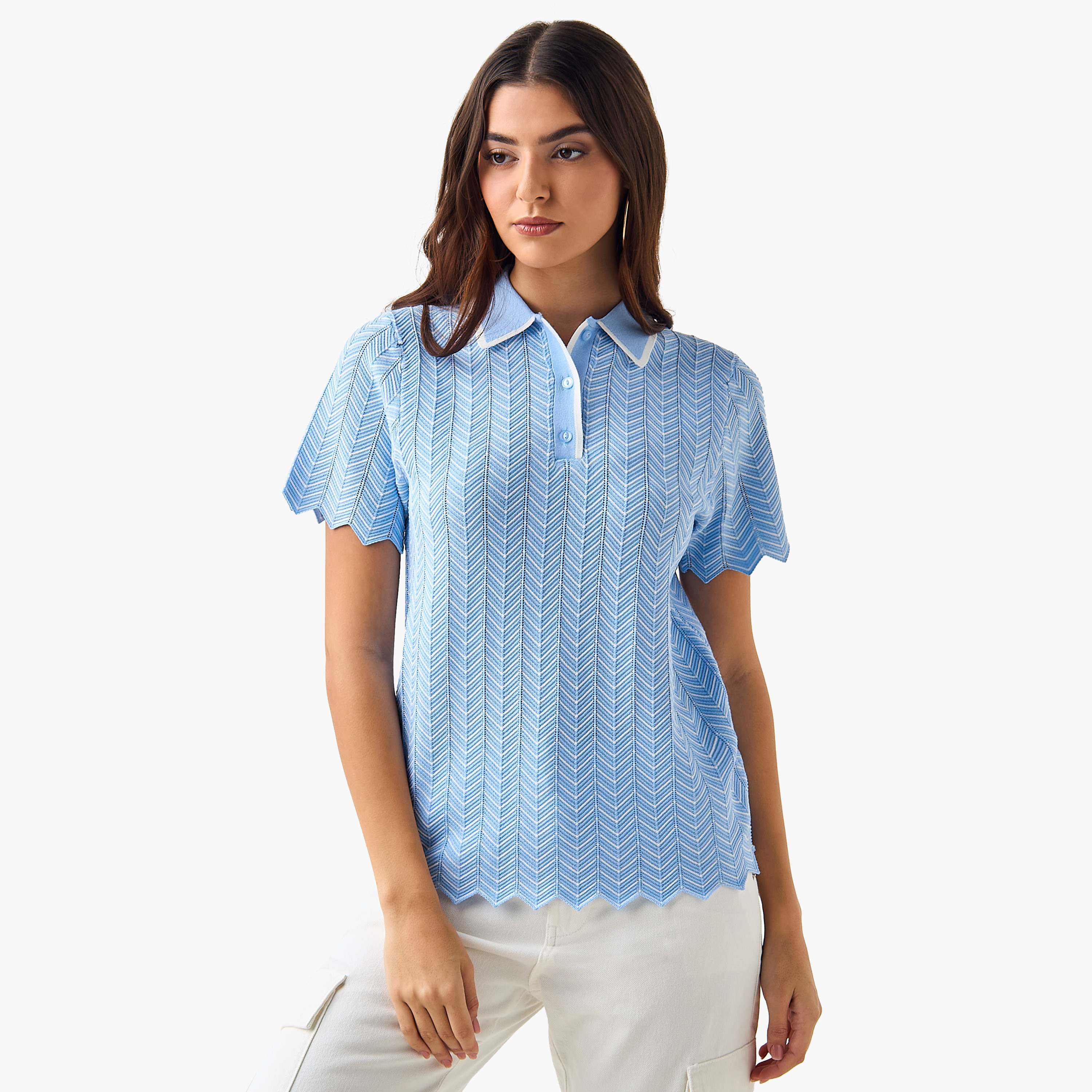 تيشيرت بولو بارز الملمس-women-clothing-tshirts-image-2