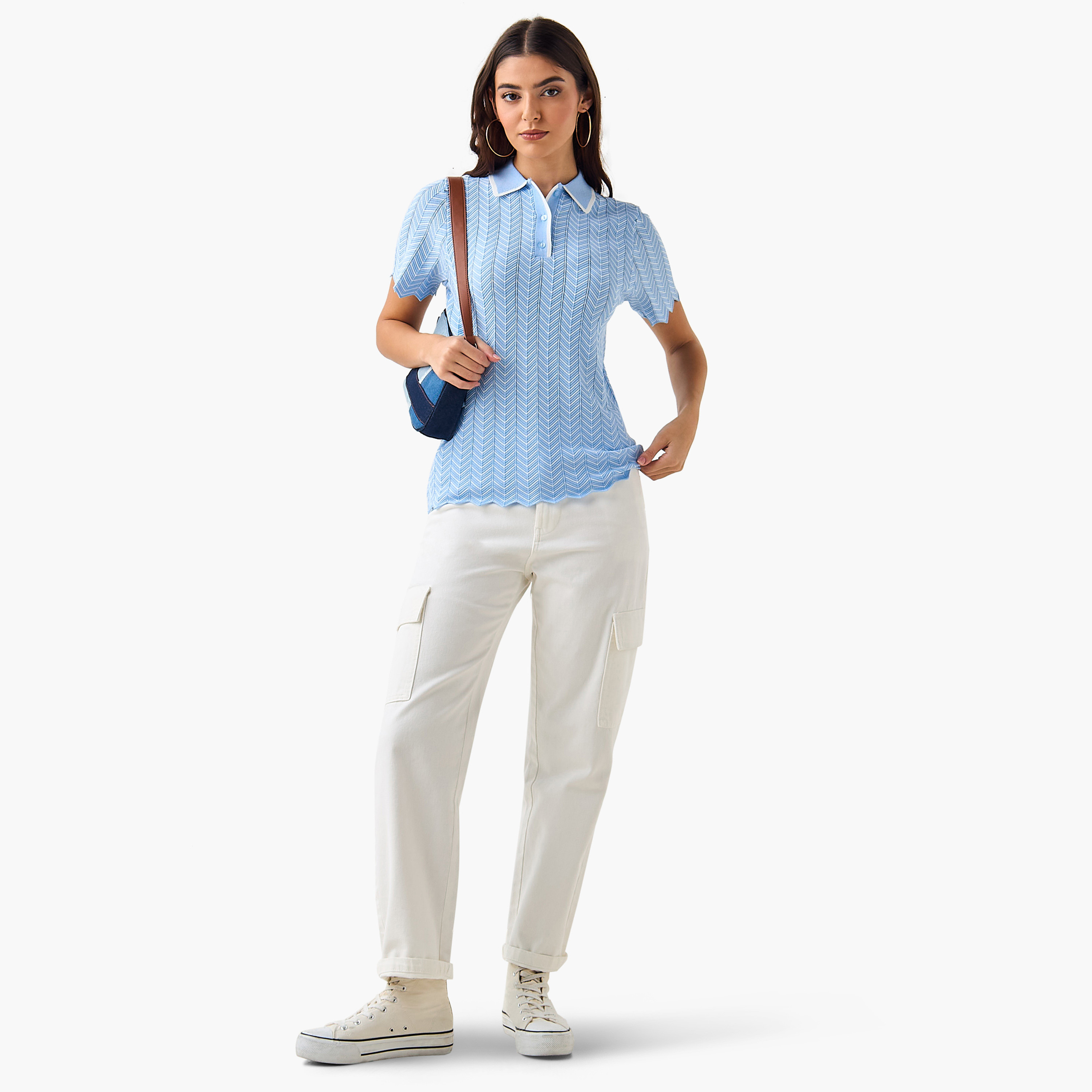 تيشيرت بولو بارز الملمس-women-clothing-tshirts-image-3