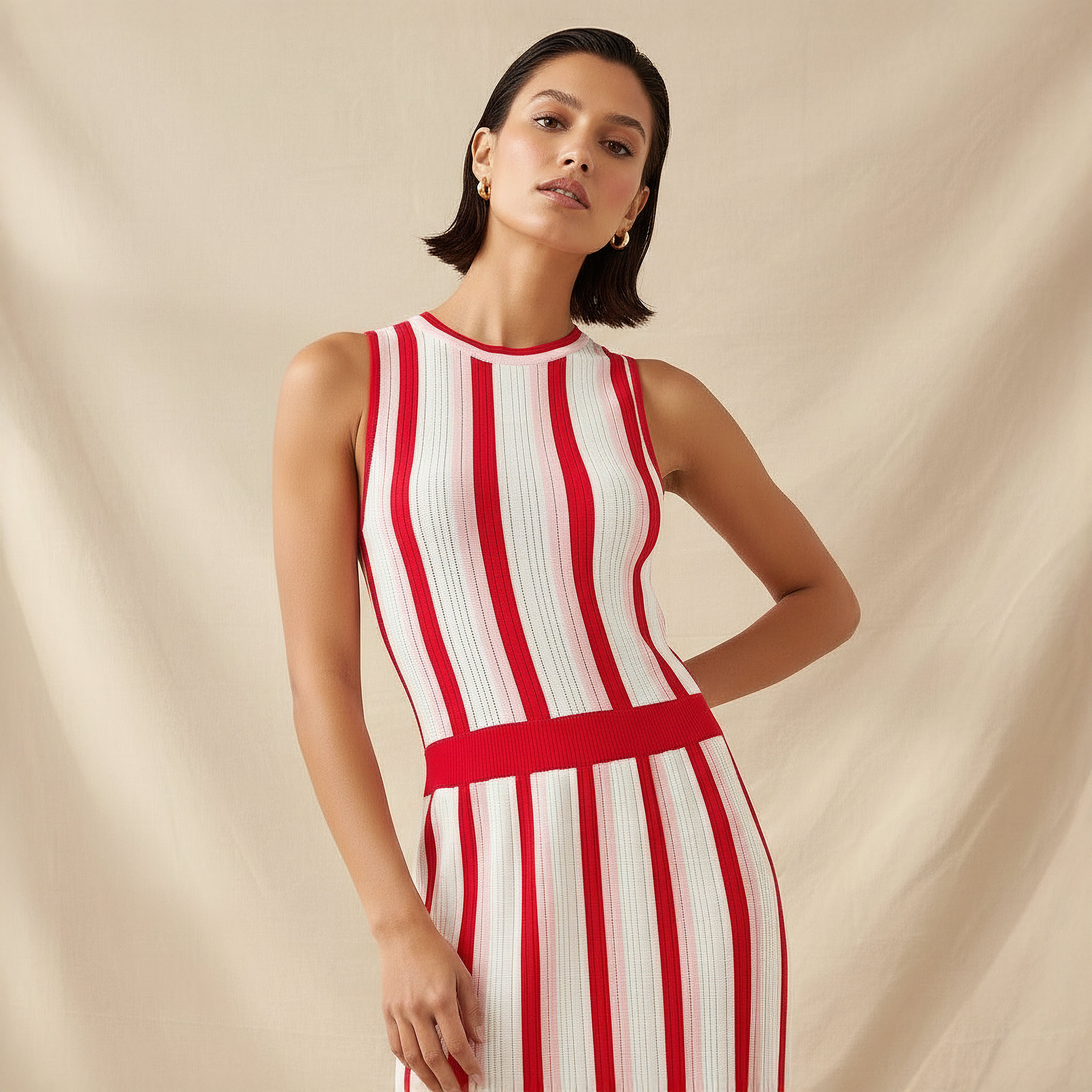 Striped Sleeveless A-Line Midi Dress-women-clothing-dresses-image-2