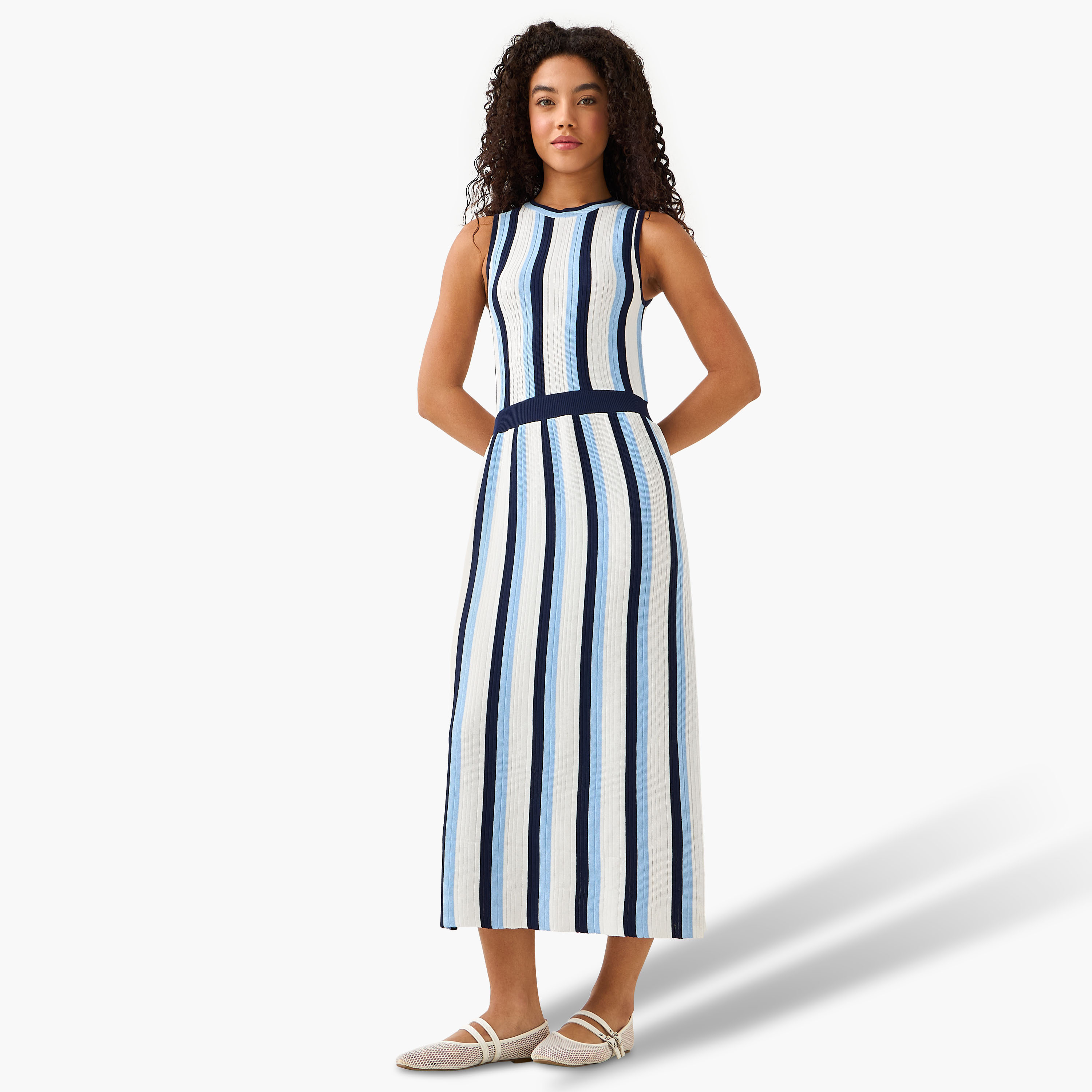 Striped Sleeveless A-Line Midi Dress-women-clothing-dresses-image-2