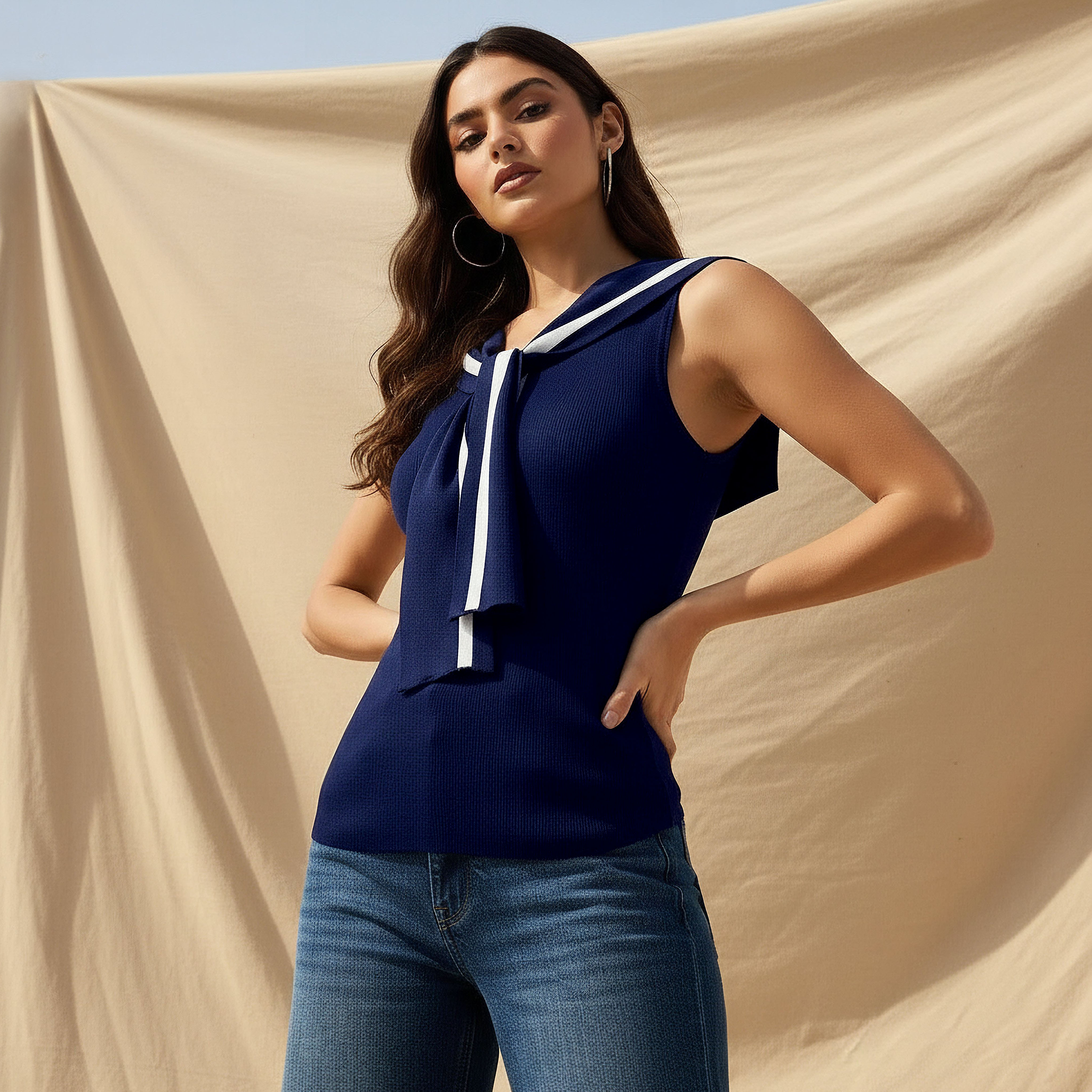 Sailor Tank Top with Tie-Ups-women-clothing-shirtsandblouses-blouses-image-1