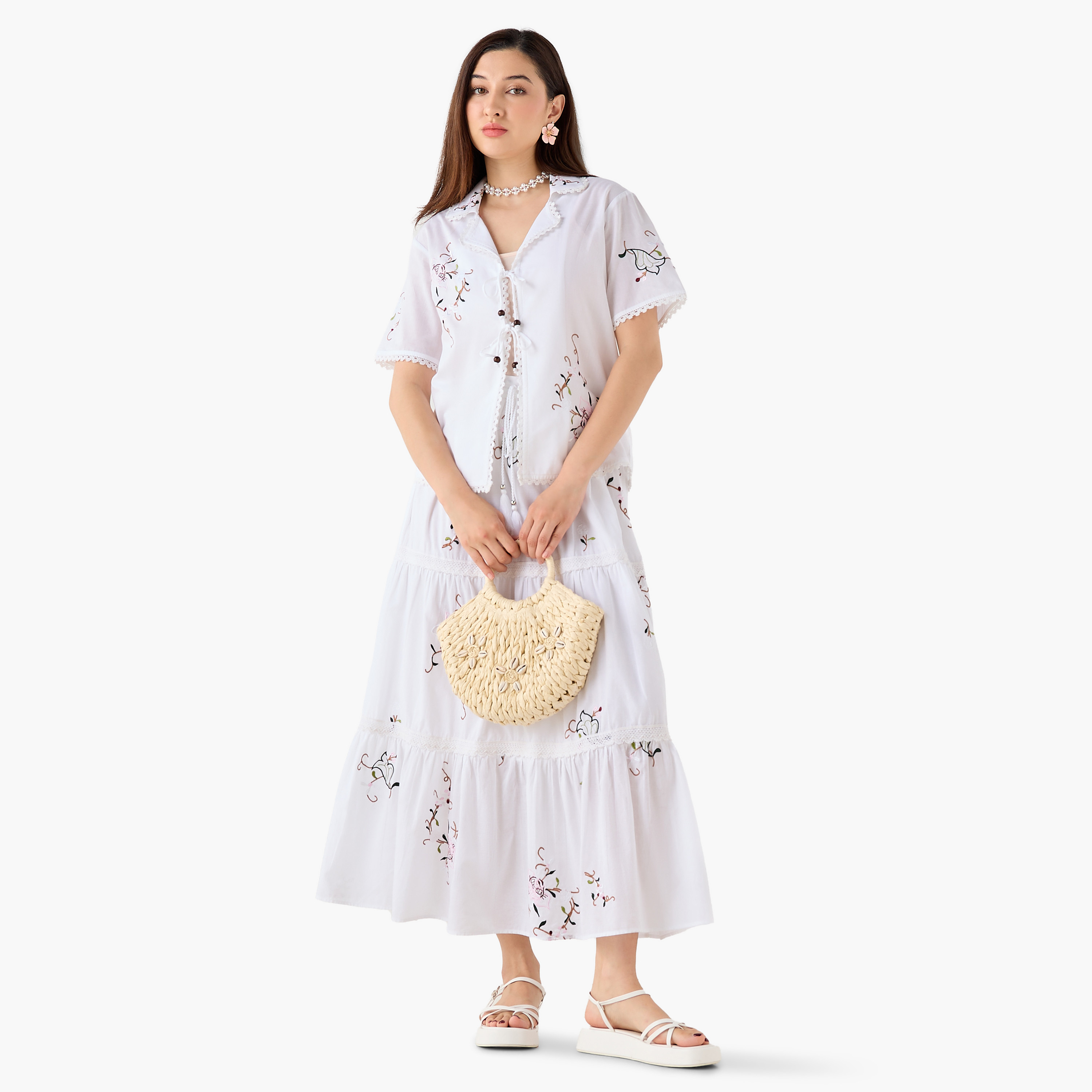 بلوزة قطن مطرزة بأربطة أمامية-women-clothing-shirtsandblouses-blouses-image-3