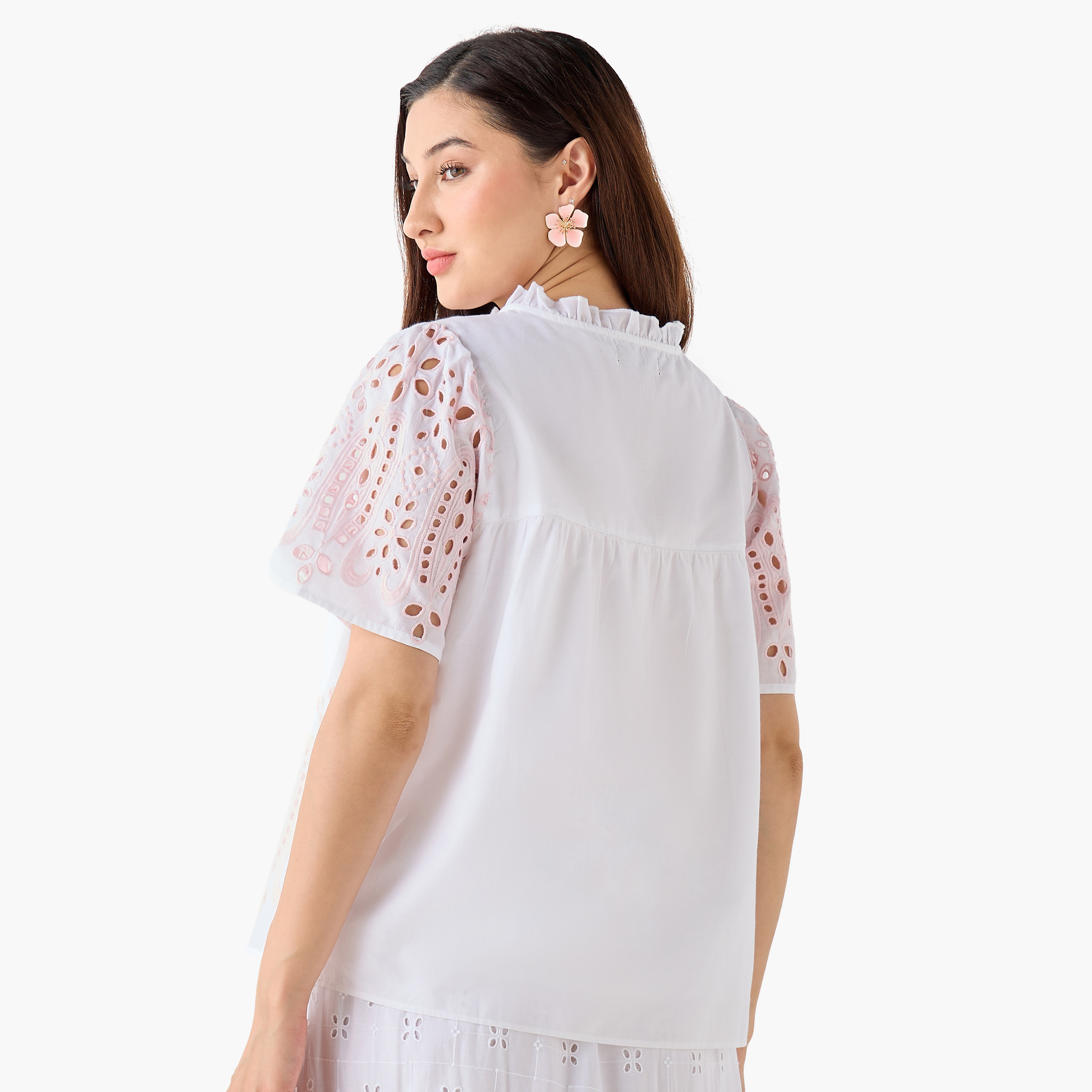 Cotton Schiffli Top with Tie-Ups-women-clothing-shirtsandblouses-blouses-image-6