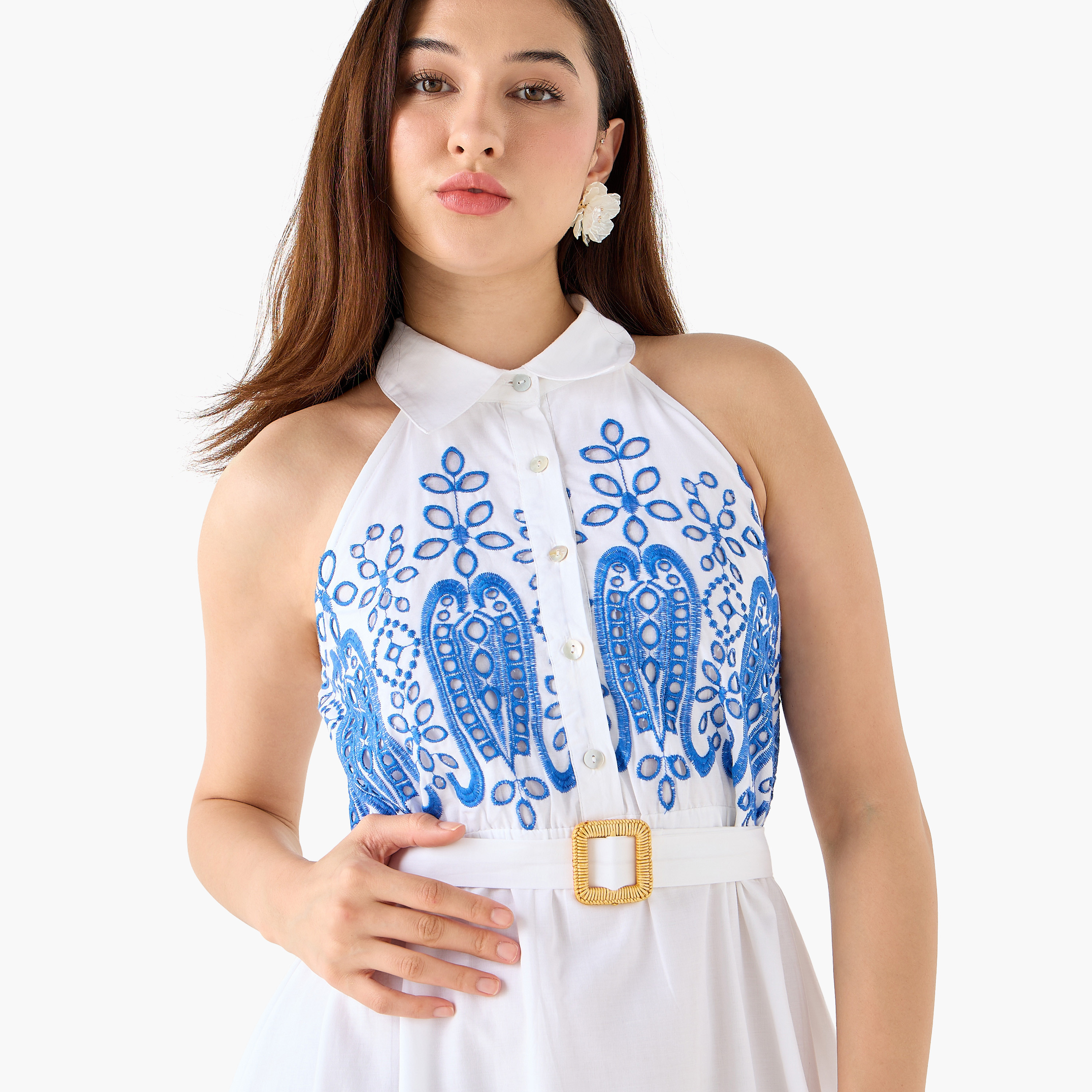 A-line Women Dress with Schiffli Embroidery Cotton-women-clothing-dresses-image-6