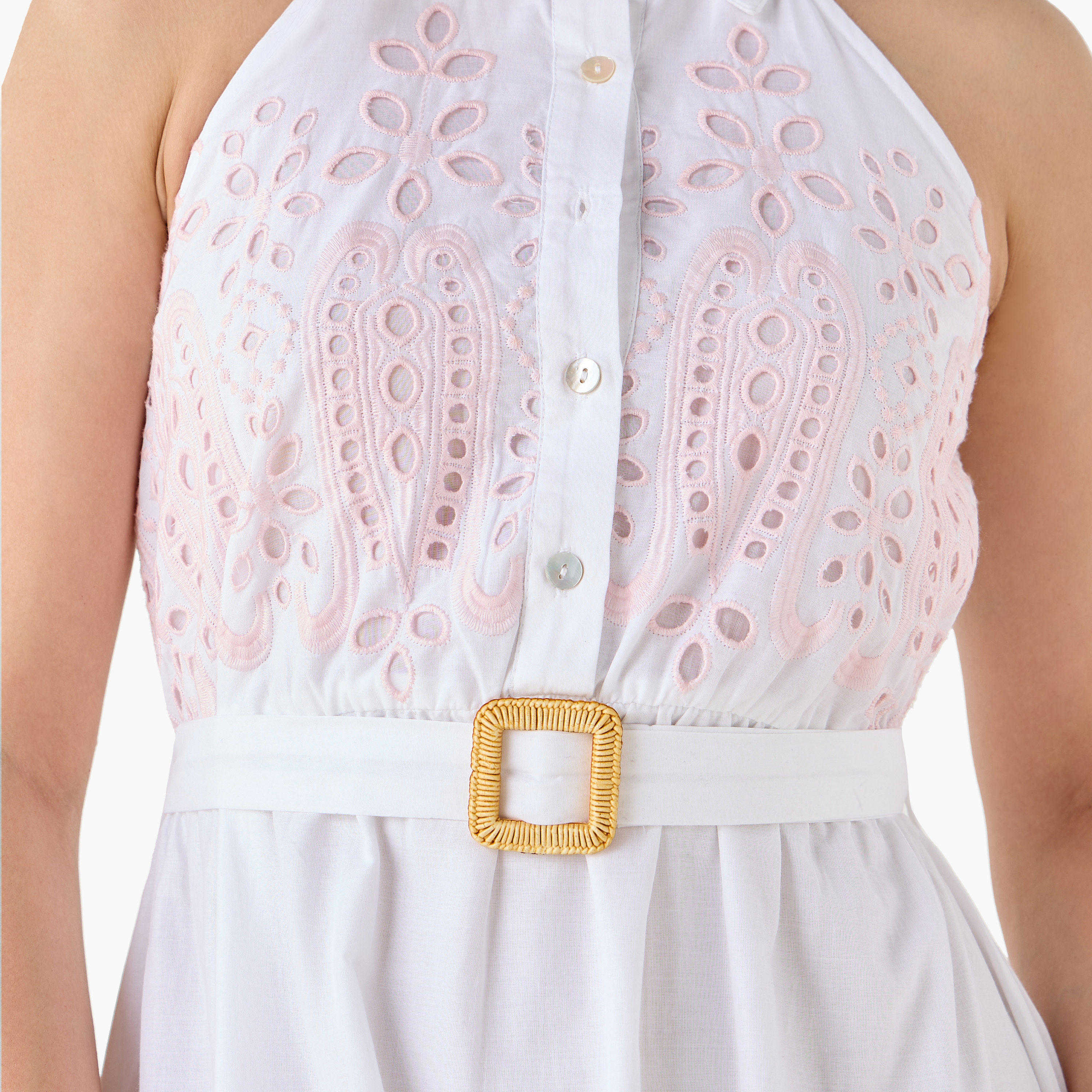 A-line Women Dress with Schiffli Embroidery Cotton-women-clothing-dresses-image-2