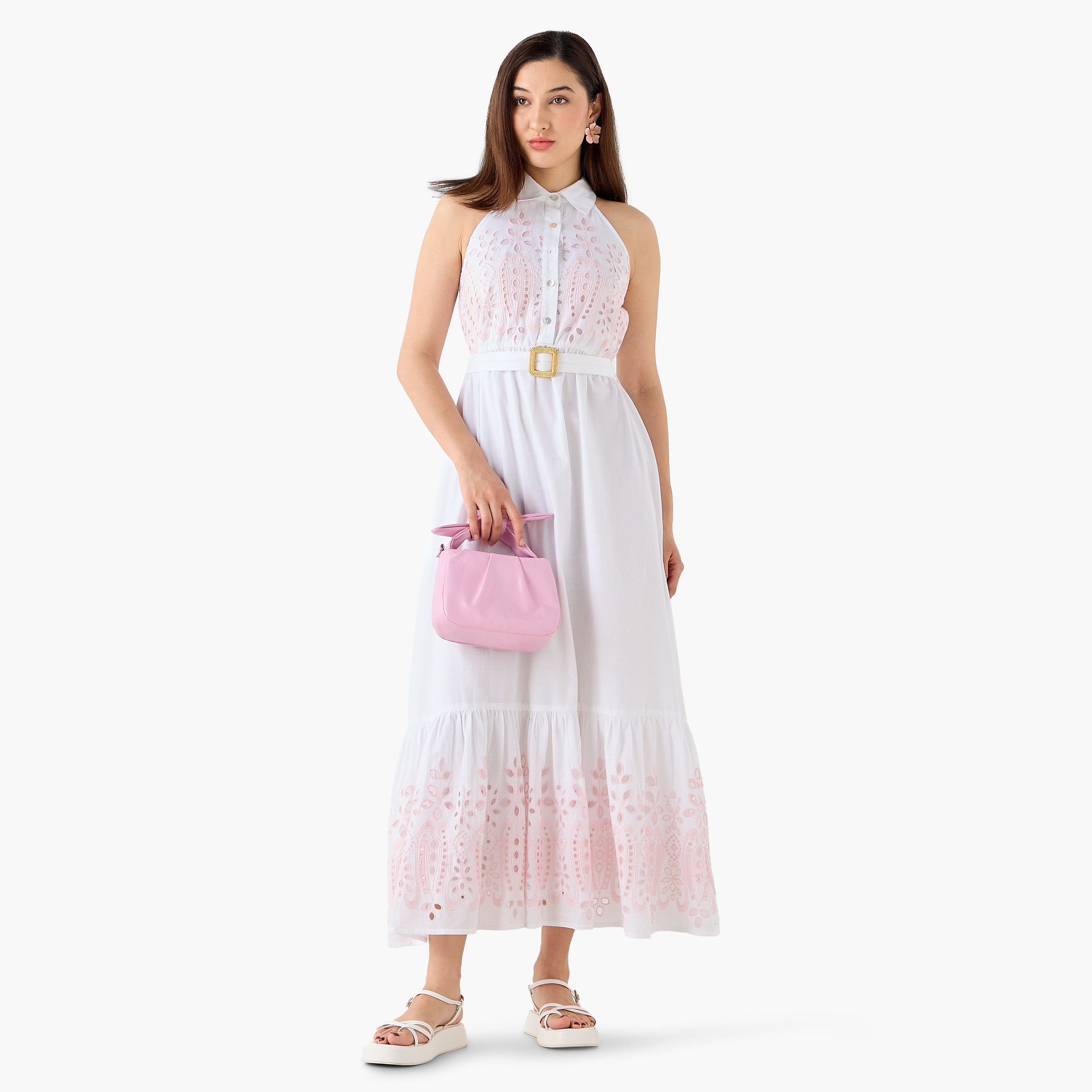 A-line Women Dress with Schiffli Embroidery Cotton-women-clothing-dresses-image-4