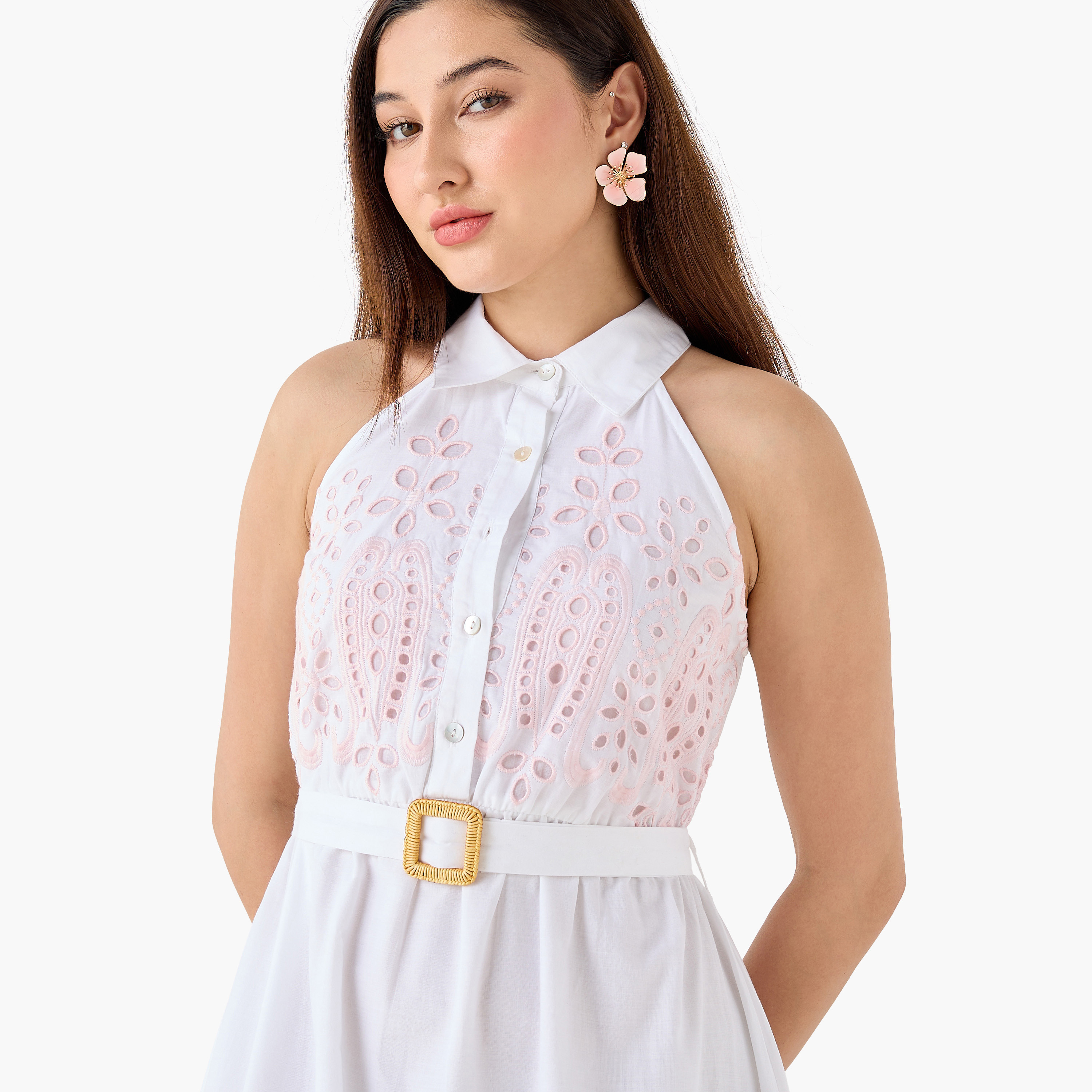 A-line Women Dress with Schiffli Embroidery Cotton-women-clothing-dresses-image-6