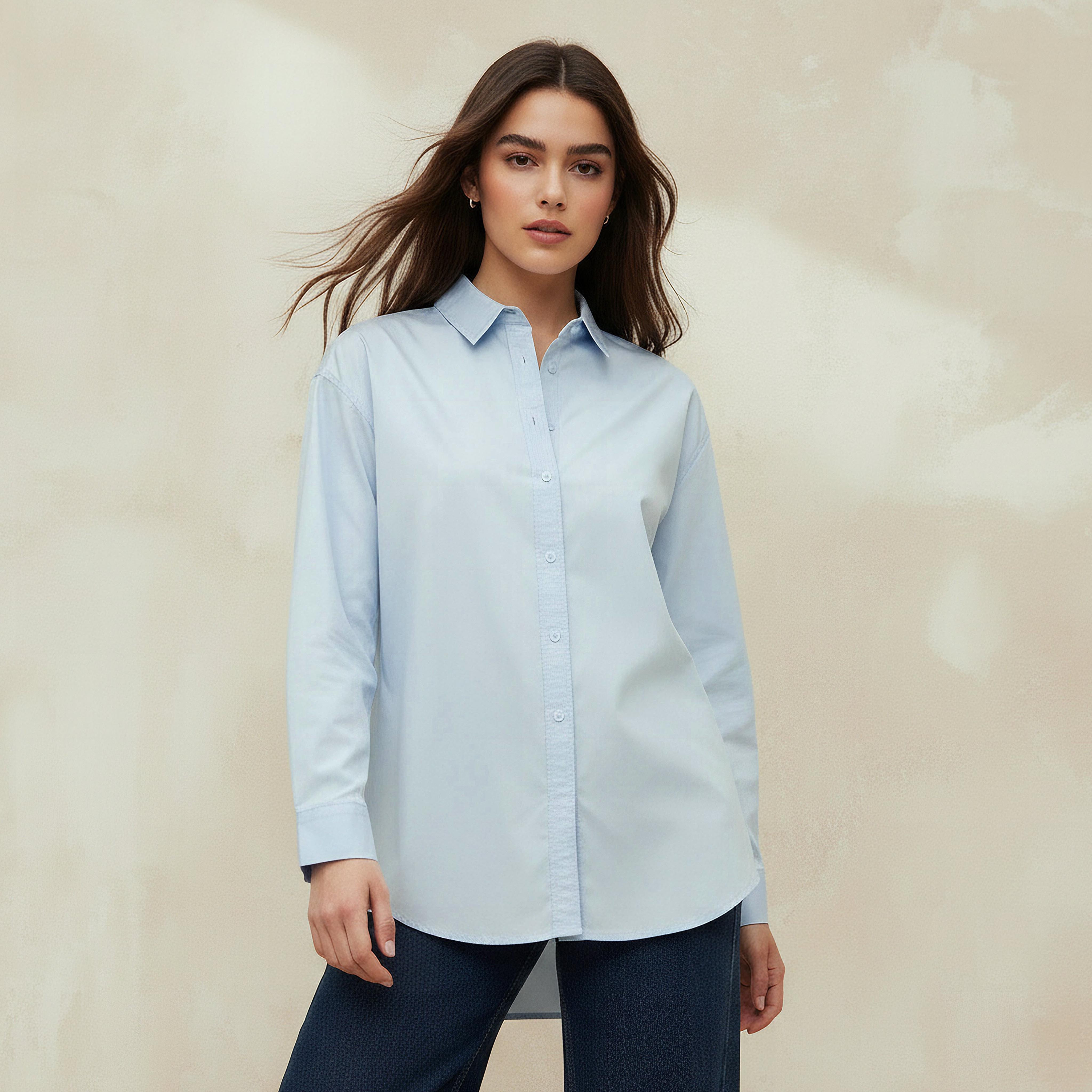 Oversized Cotton Shirt with High-Low Hem-women-clothing-shirtsandblouses-shirts-image-1