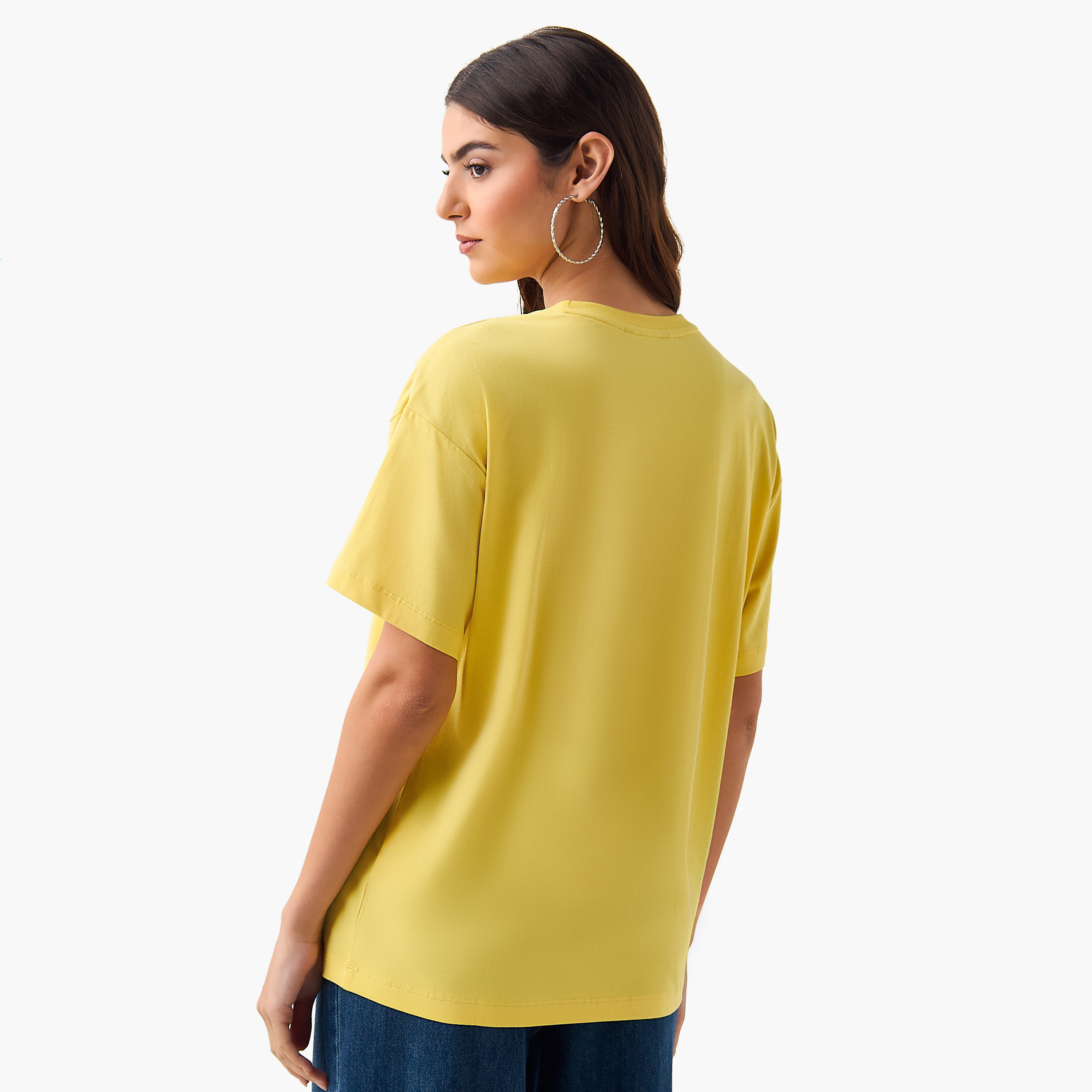 Oversized Cotton T-shirt with Slogan Print-women-clothing-tshirts-image-4