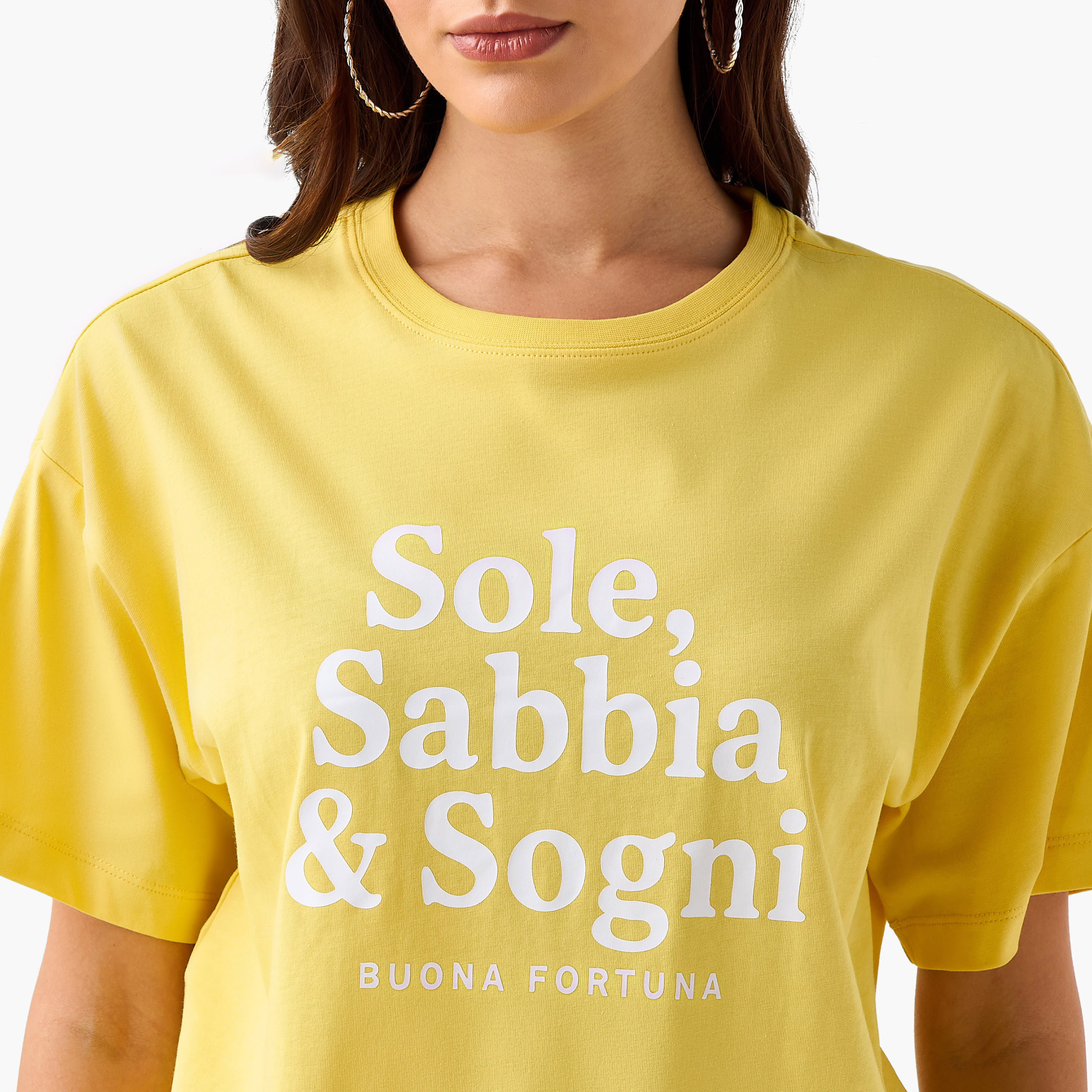 Oversized Cotton T-shirt with Slogan Print-women-clothing-tshirts-image-5
