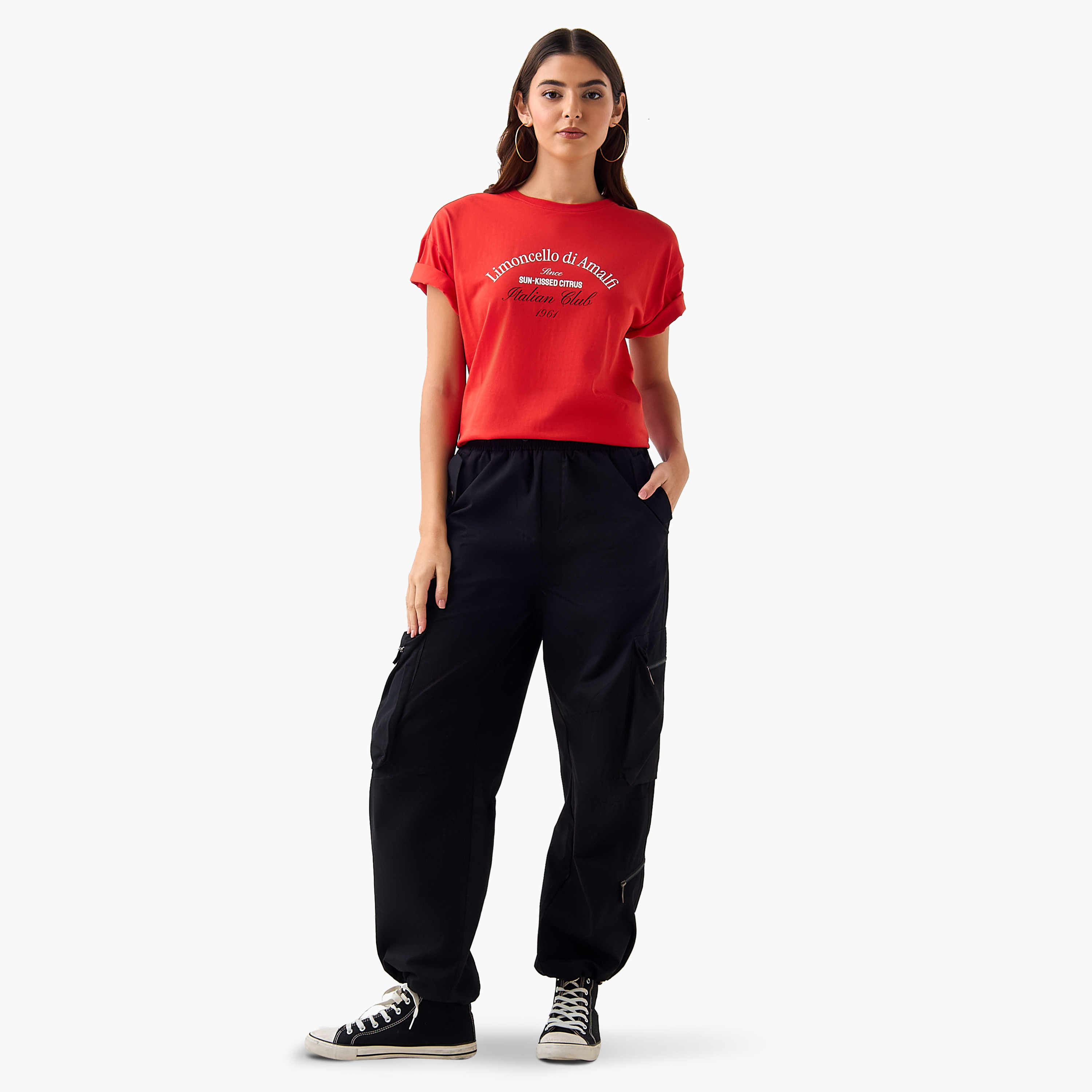 Oversized Cotton T-shirt with Slogan Print-women-clothing-tshirts-image-3