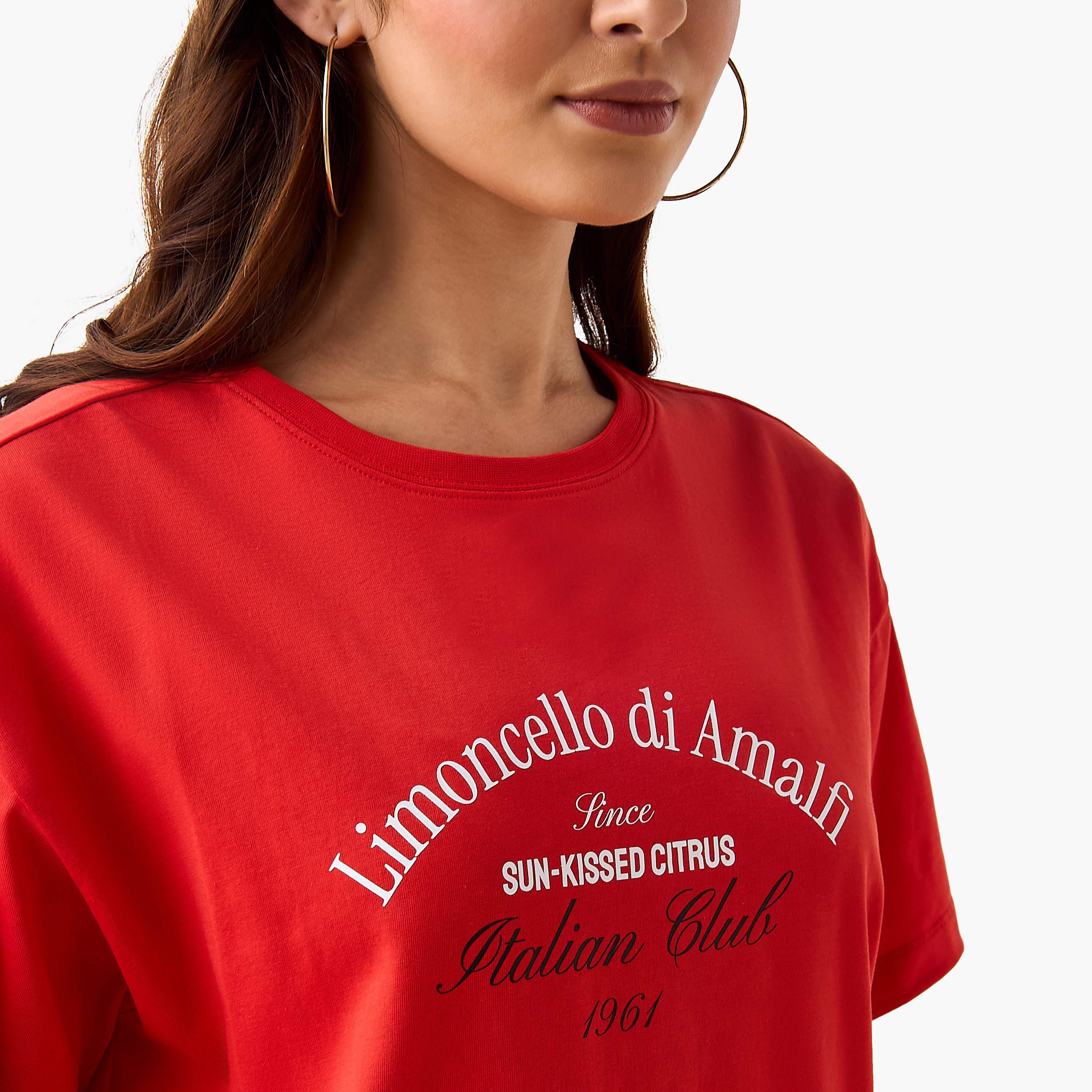 Oversized Cotton T-shirt with Slogan Print-women-clothing-tshirts-image-5
