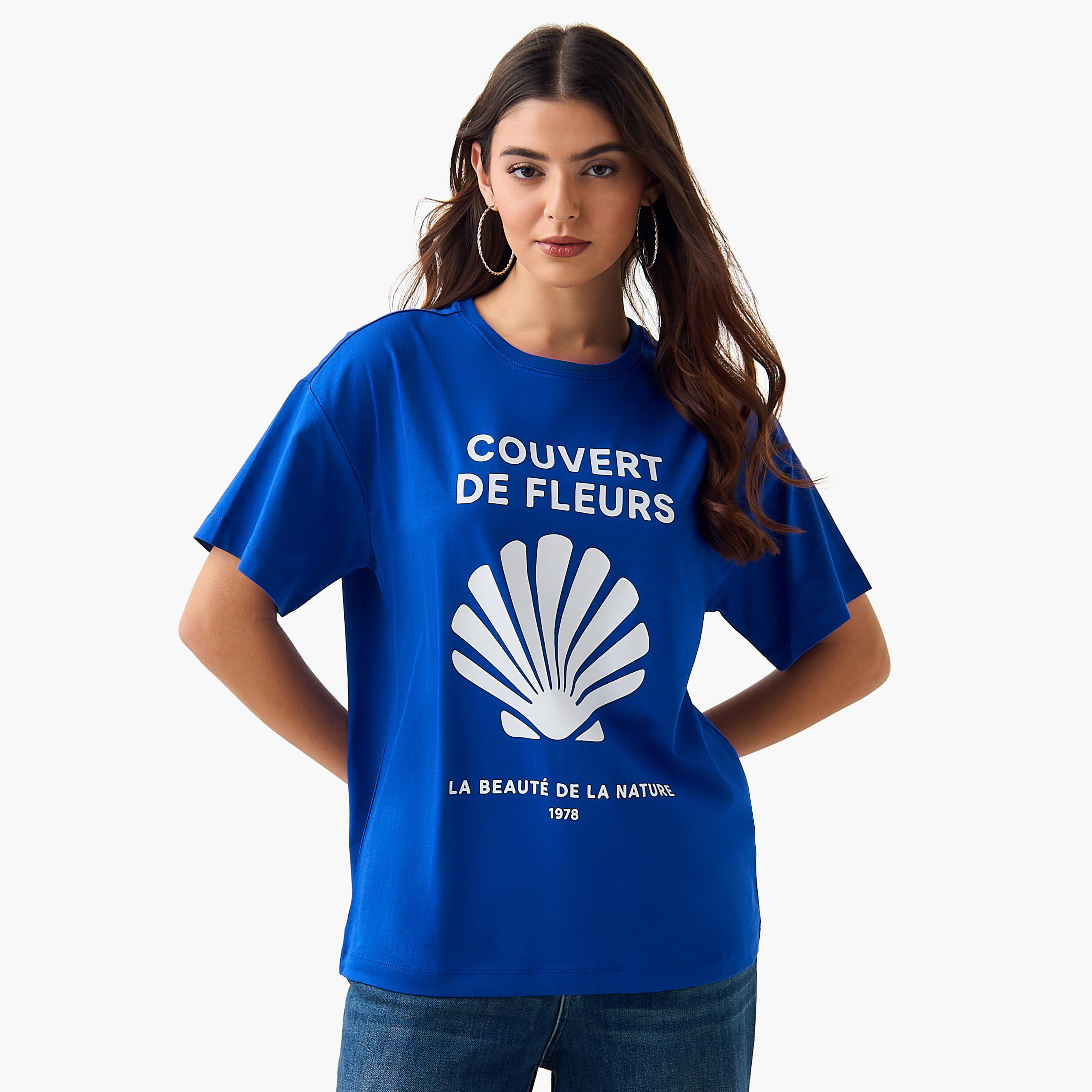 Oversized Cotton T-shirt with Slogan Print-women-clothing-tshirts-image-2