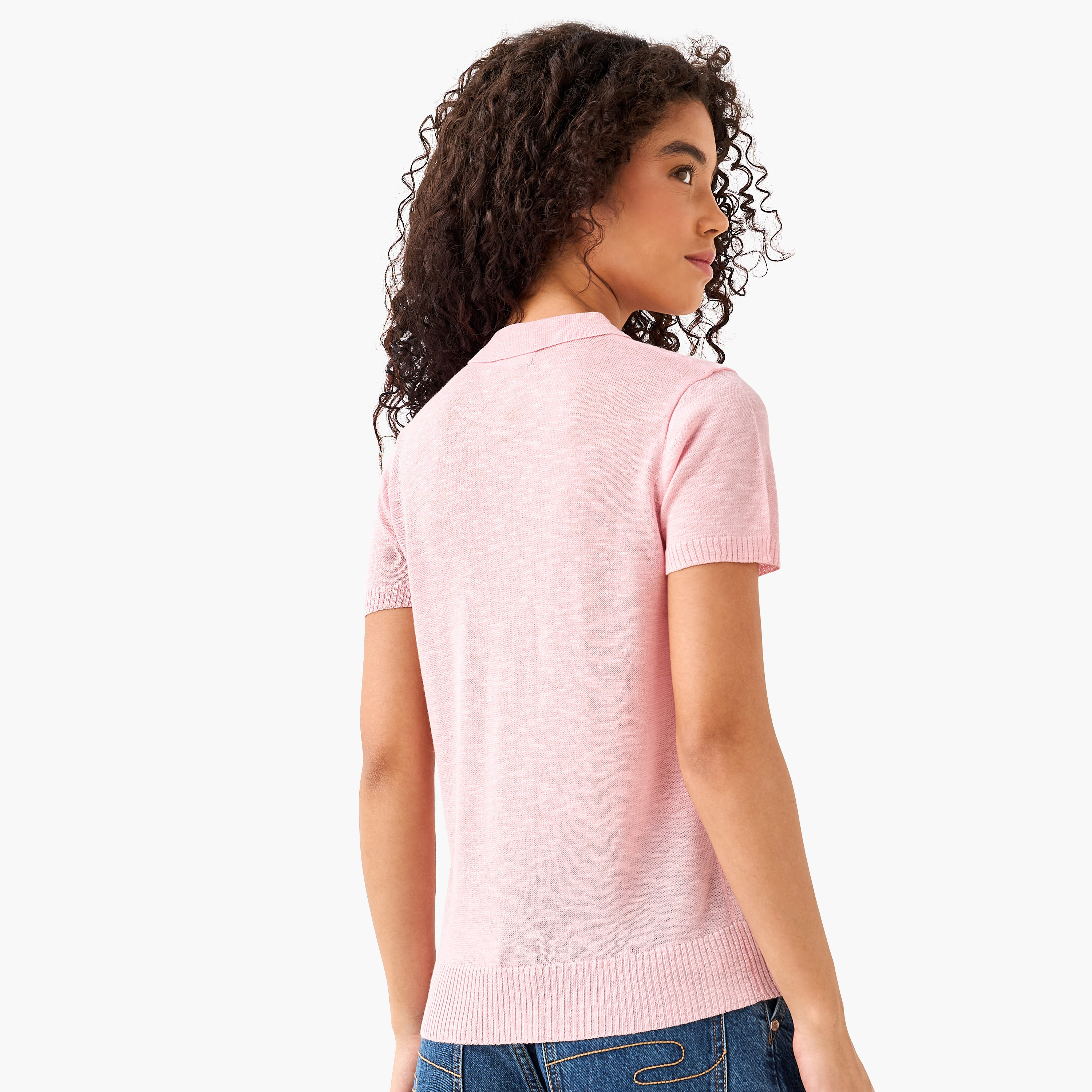 تيشيرت بولو من مزيج الكتان-women-clothing-tshirts-image-6