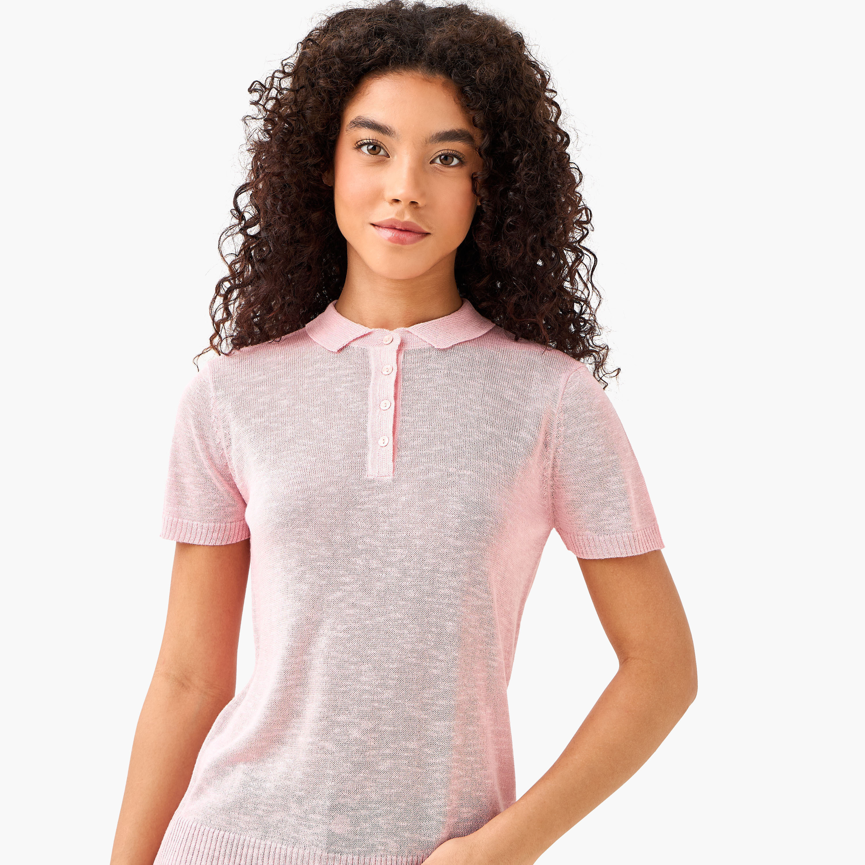 تيشيرت بولو من مزيج الكتان-women-clothing-tshirts-image-7