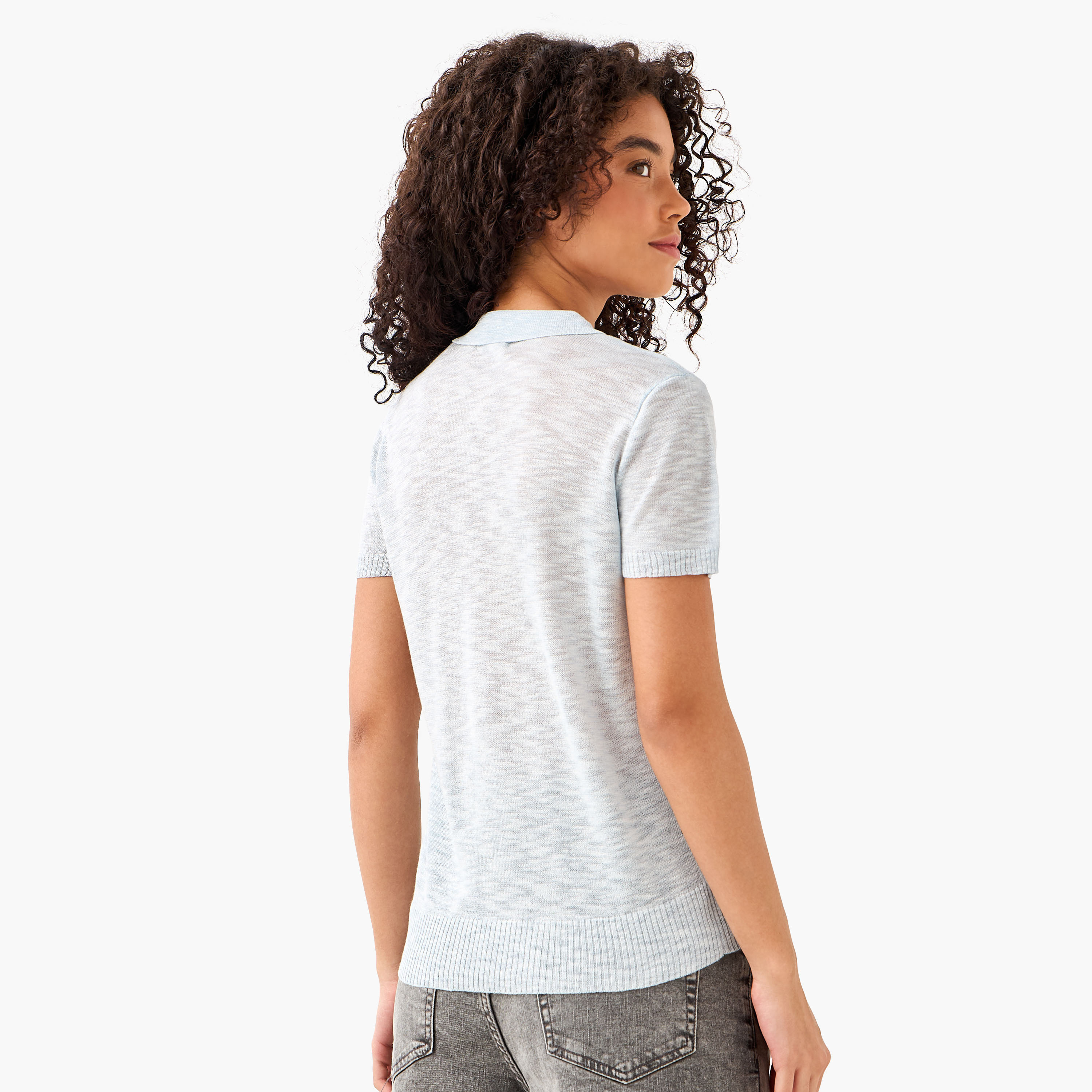 تيشيرت بولو من مزيج الكتان-women-clothing-tshirts-image-5