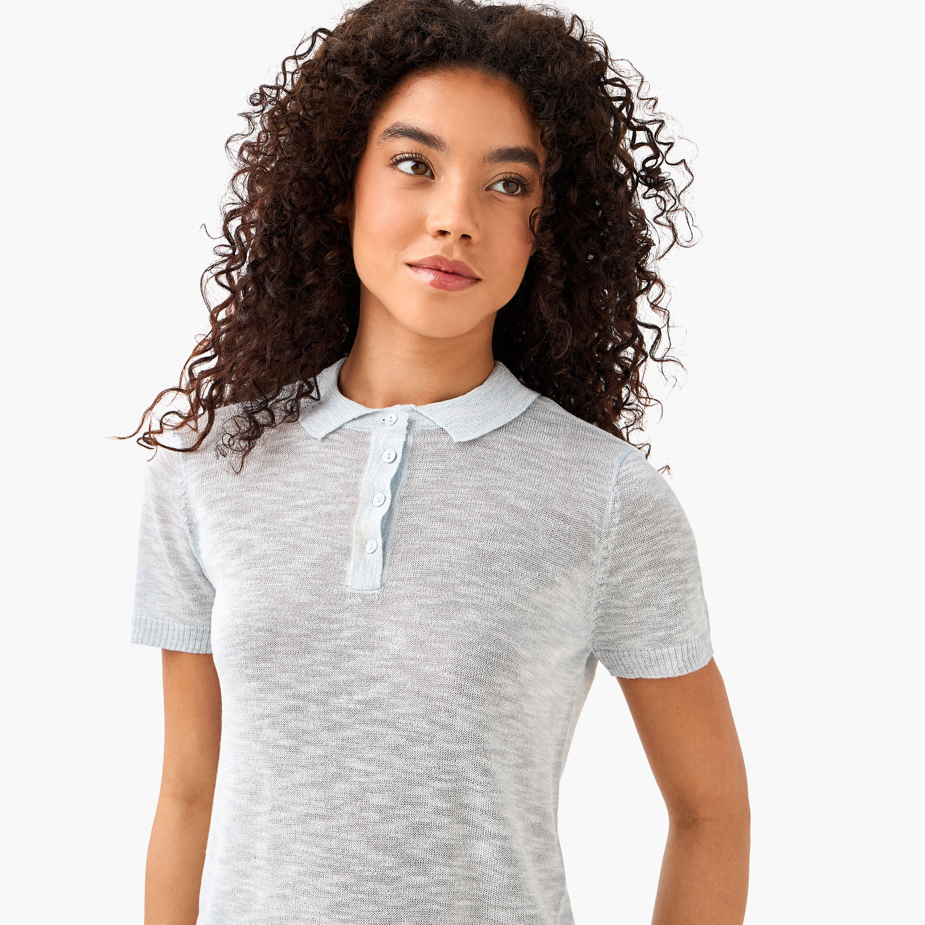تيشيرت بولو من مزيج الكتان-women-clothing-tshirts-image-7