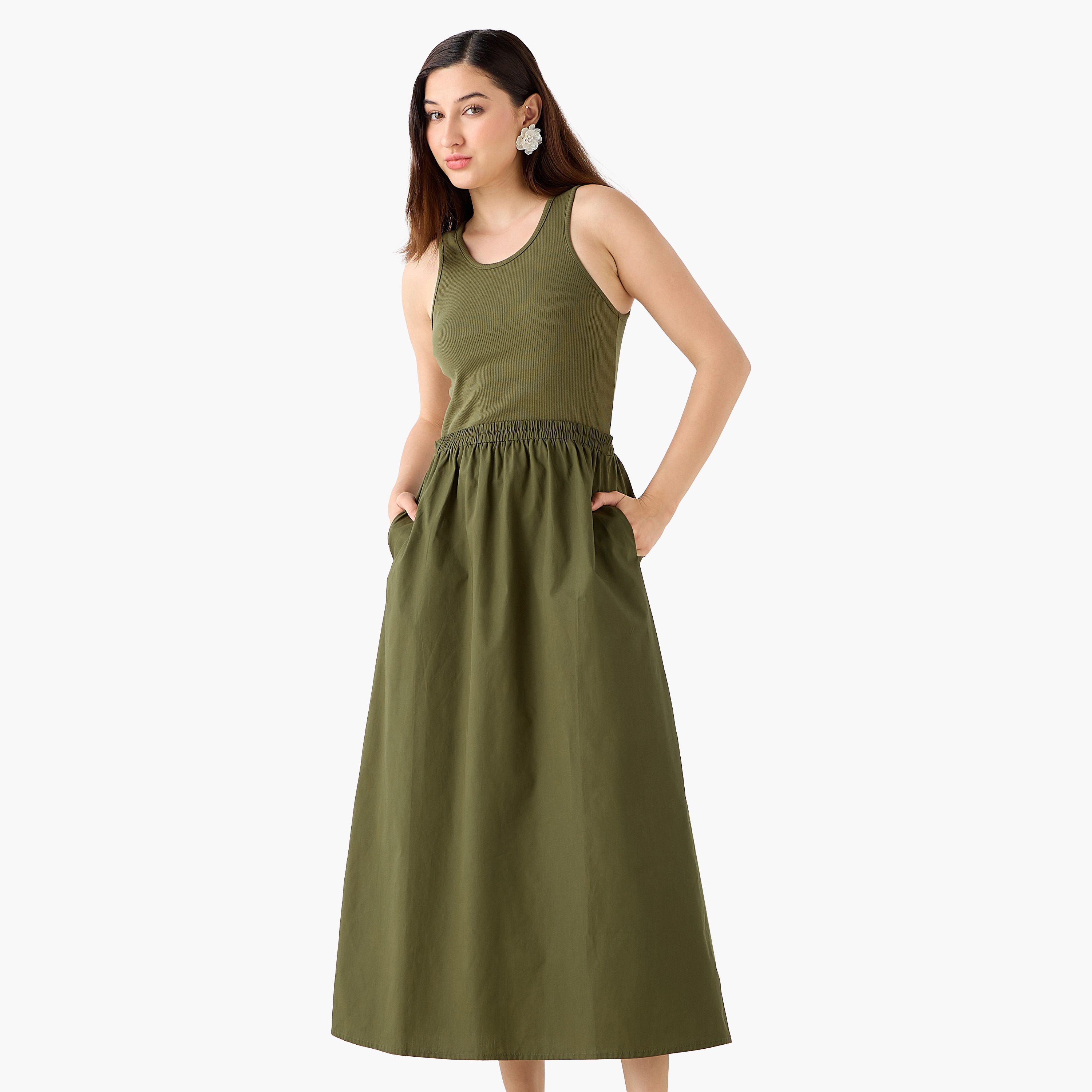 Ribbed Maxi Dress with Pockets-women-clothing-dresses-image-3