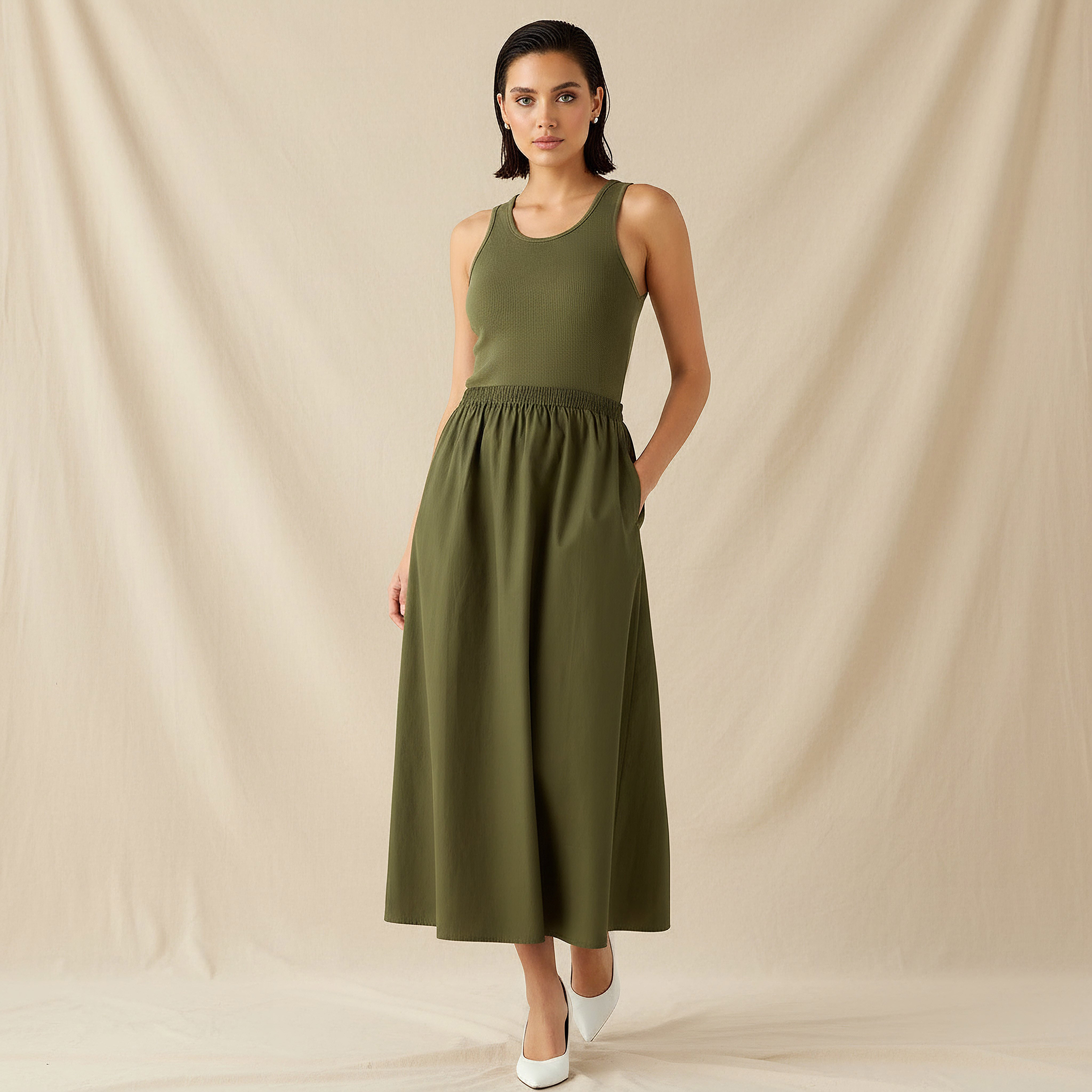 Ribbed Maxi Dress with Pockets-women-clothing-dresses-image-1