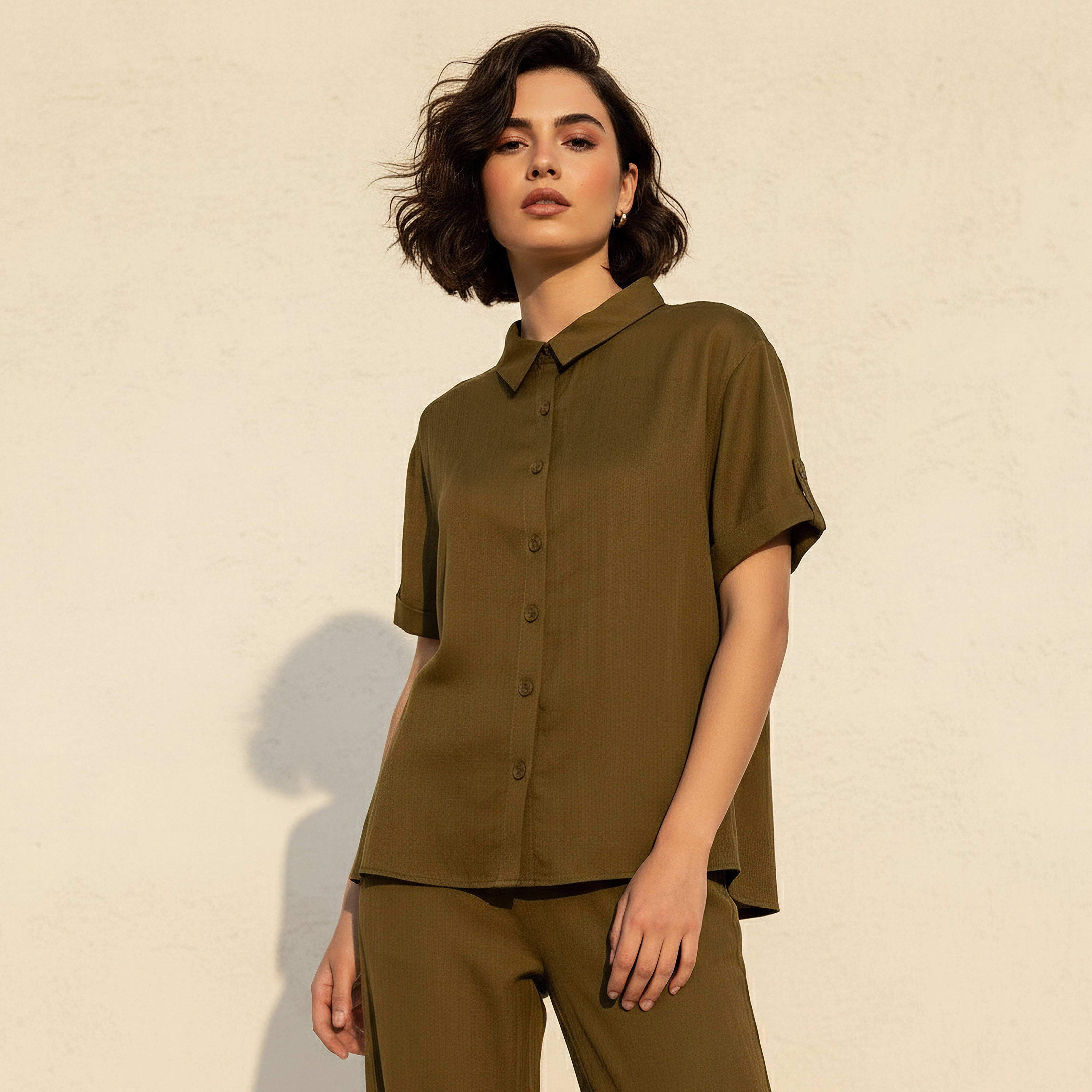 Lyocell Shirt with Roll-Up Sleeves-women-clothing-shirtsandblouses-shirts-image-1