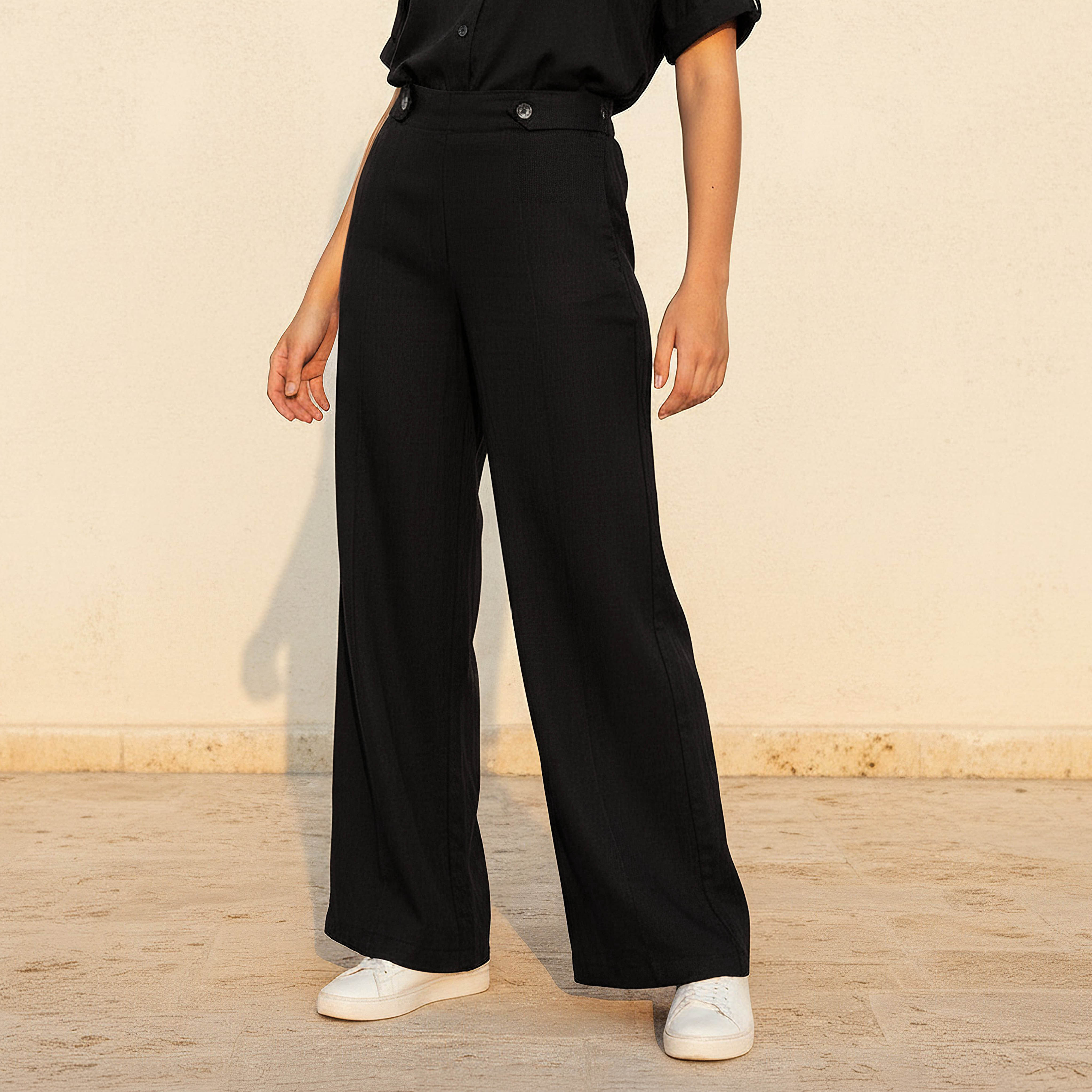 Mid-Rise Button Detail Trousers-women-clothing-bottoms-trousers-image-1